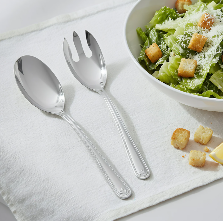 Anygleam Silver Giant Spoon & Fork Set – 2-Piece Stainless Steel