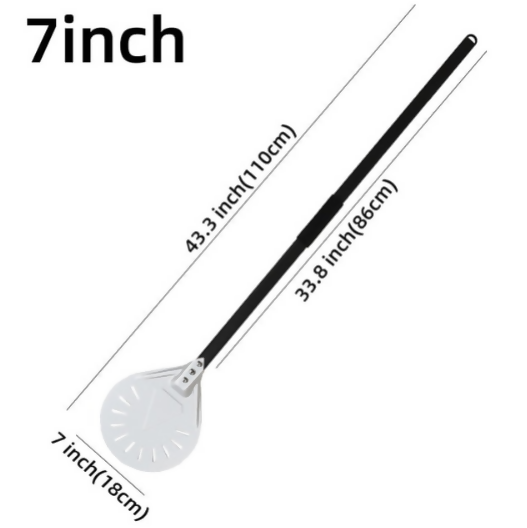 Anygleam Pizza Shovel 110cm Silver for Perforated Peel with Metal Handle Oven Turning Baking Accessory