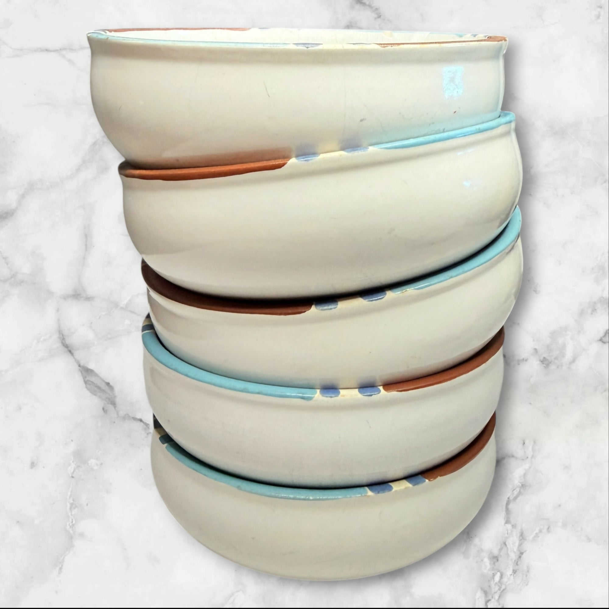Dansk Mesa White Sand Coupe Bowls Made in Portugal | Set of 5 | Good Condition