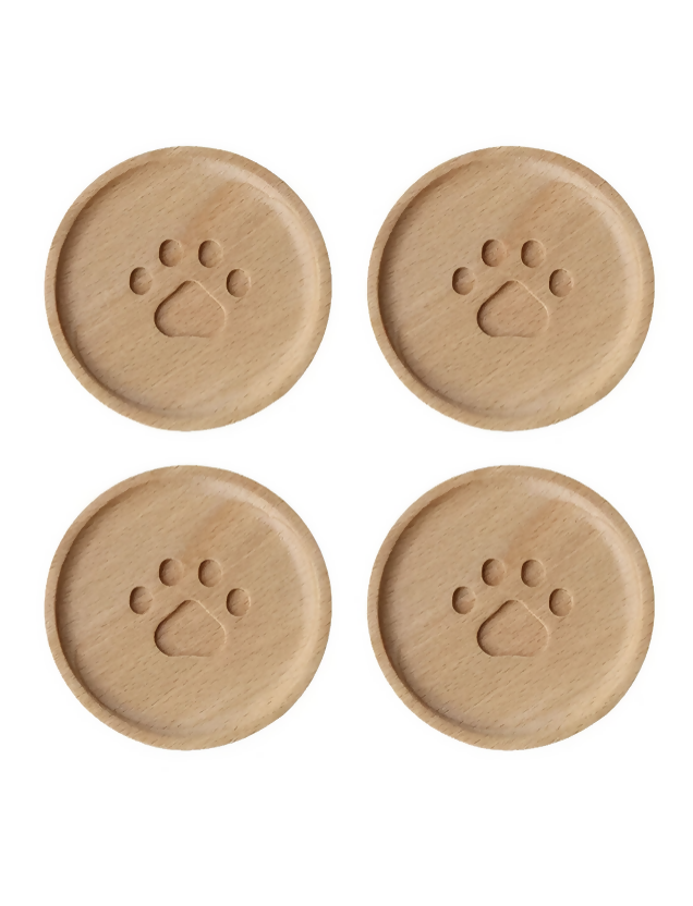 Anygleam Natural Wood 4pcs Wooden Cup Coaster Kitchen Tools Accessories