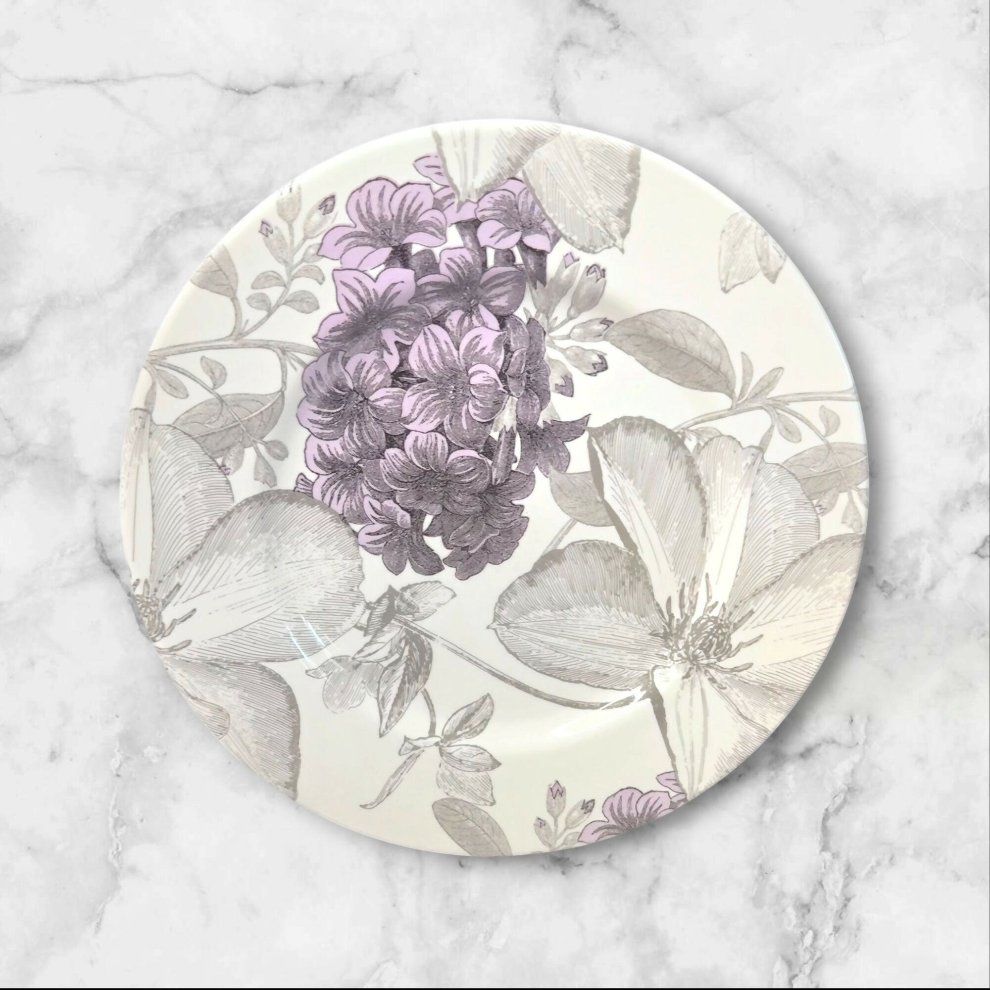 Andrew Tanner Clematis Purple Dinner Plates | Set of 6 | Good Used Condition