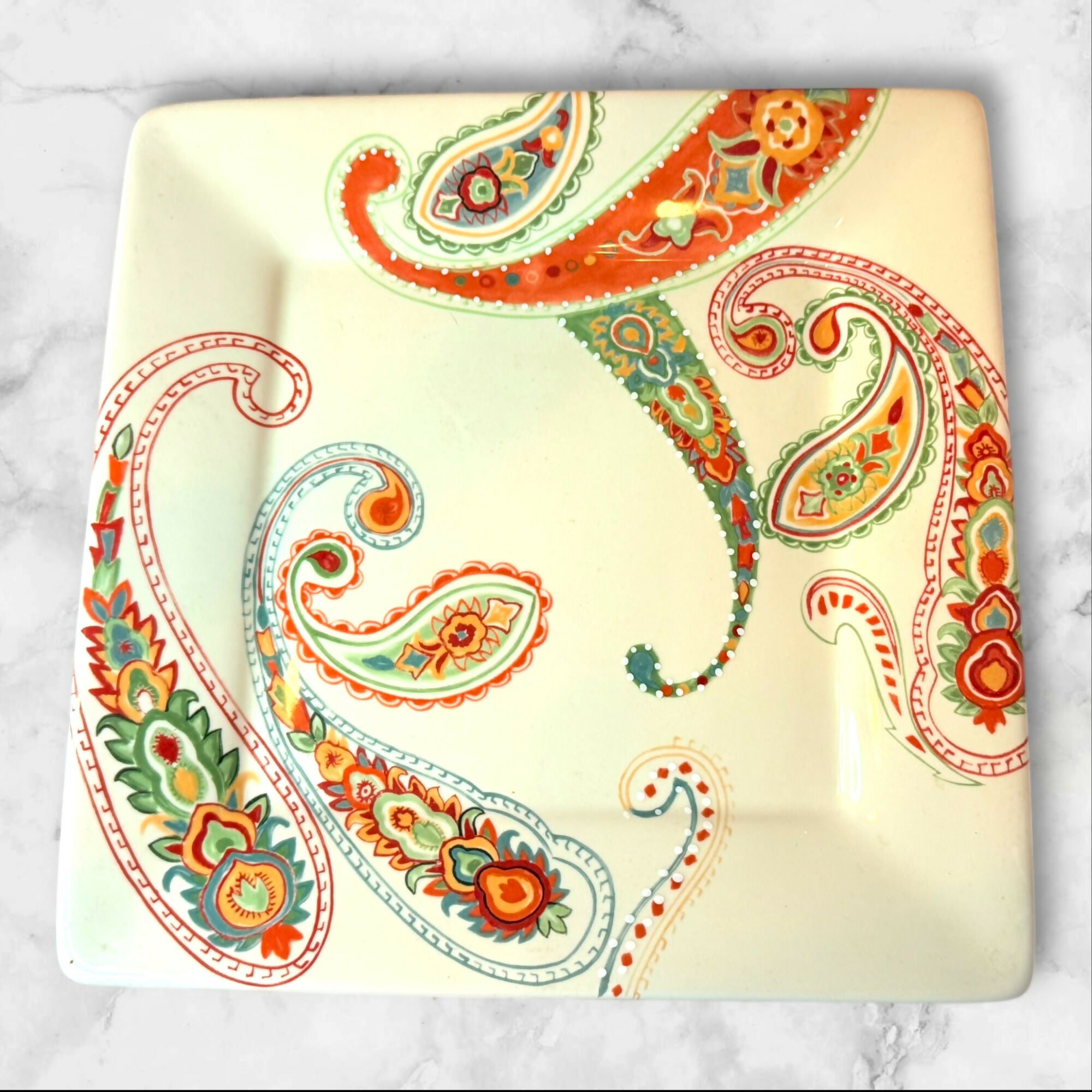 Tabletops Unlimited Misto Multi Paisley Dinner Plates | Set of 4 | Great Condition