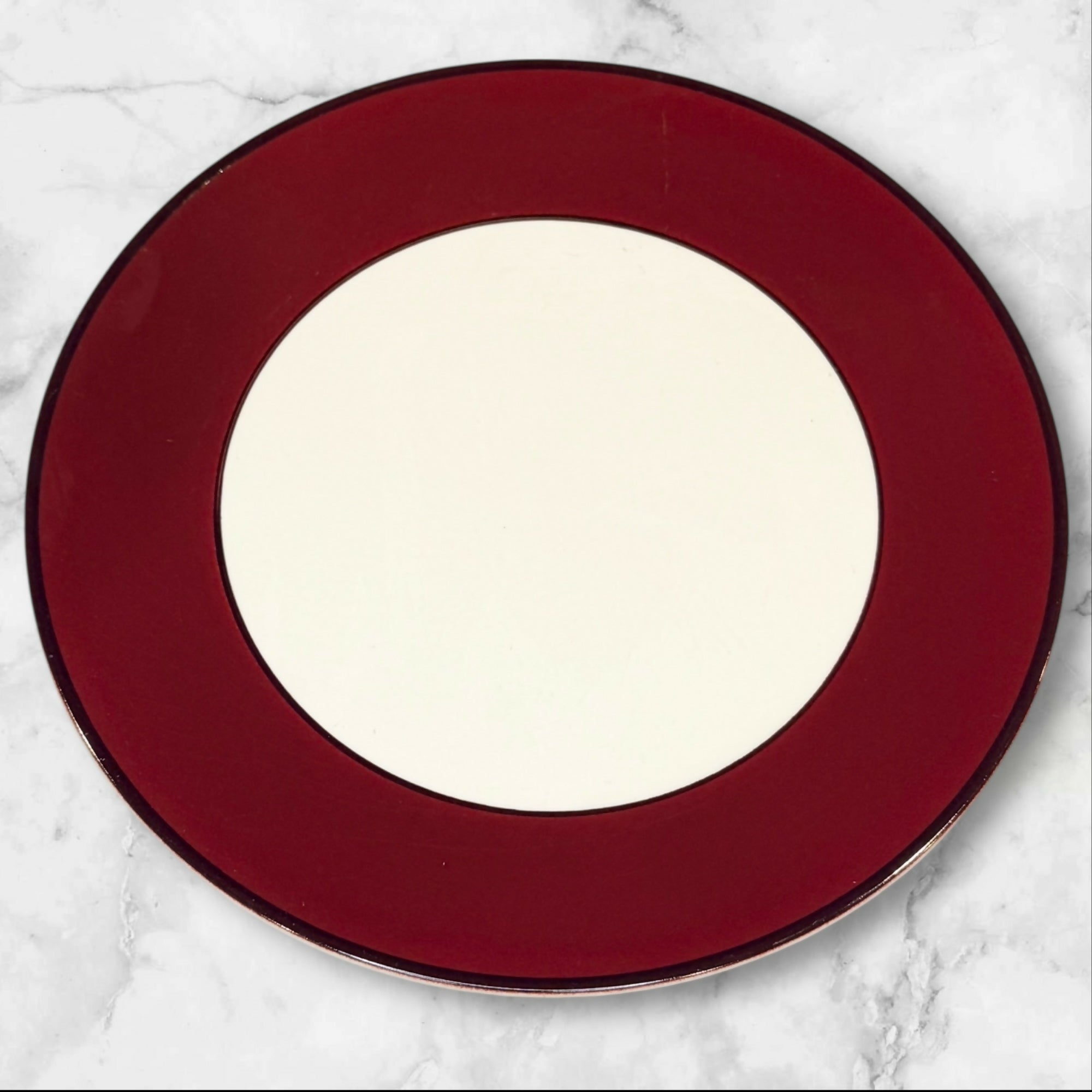 Pagnossin Treviso Maroon Rim Dinner Plates | Set of 4 | Good Condition