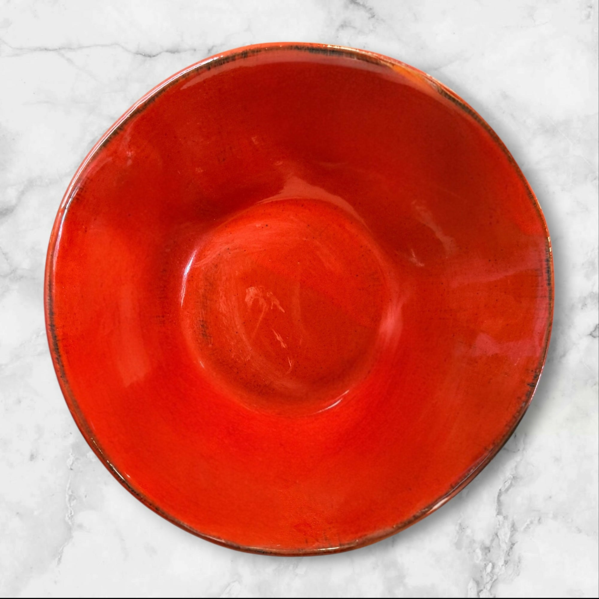 Crate & Barrel Carmen Rustic Red Freeform Serving Bowl Italy Excellent Cond
