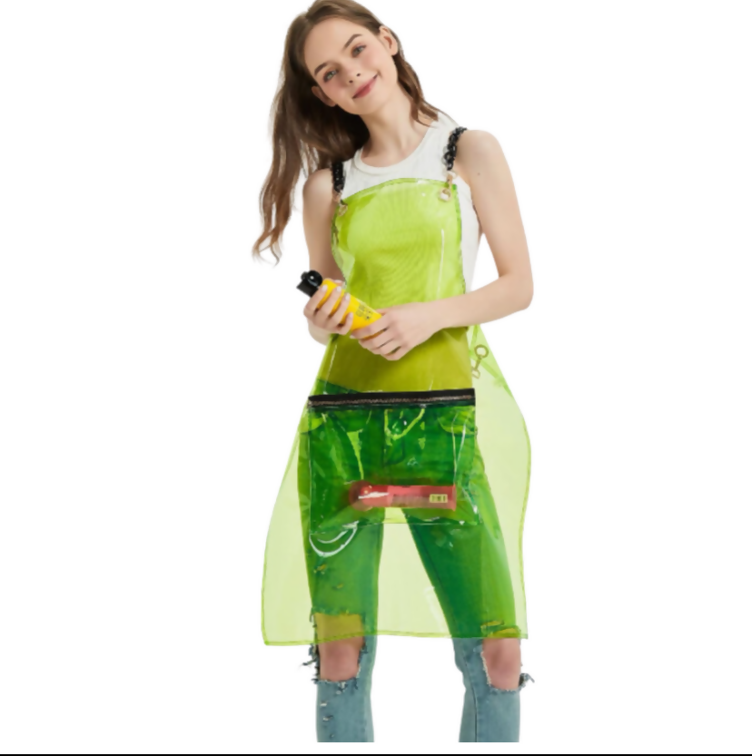 Anypron Barber Apron Green Waterproof Cross-Back 3 Pockets for Stylists