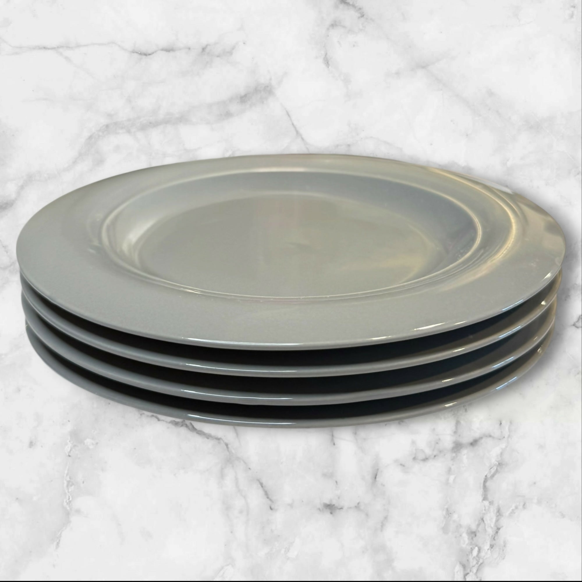 Crate & Barrel Harris Gray Salad Plates | Set of 4 | Modern Stoneware | Excellent Condition