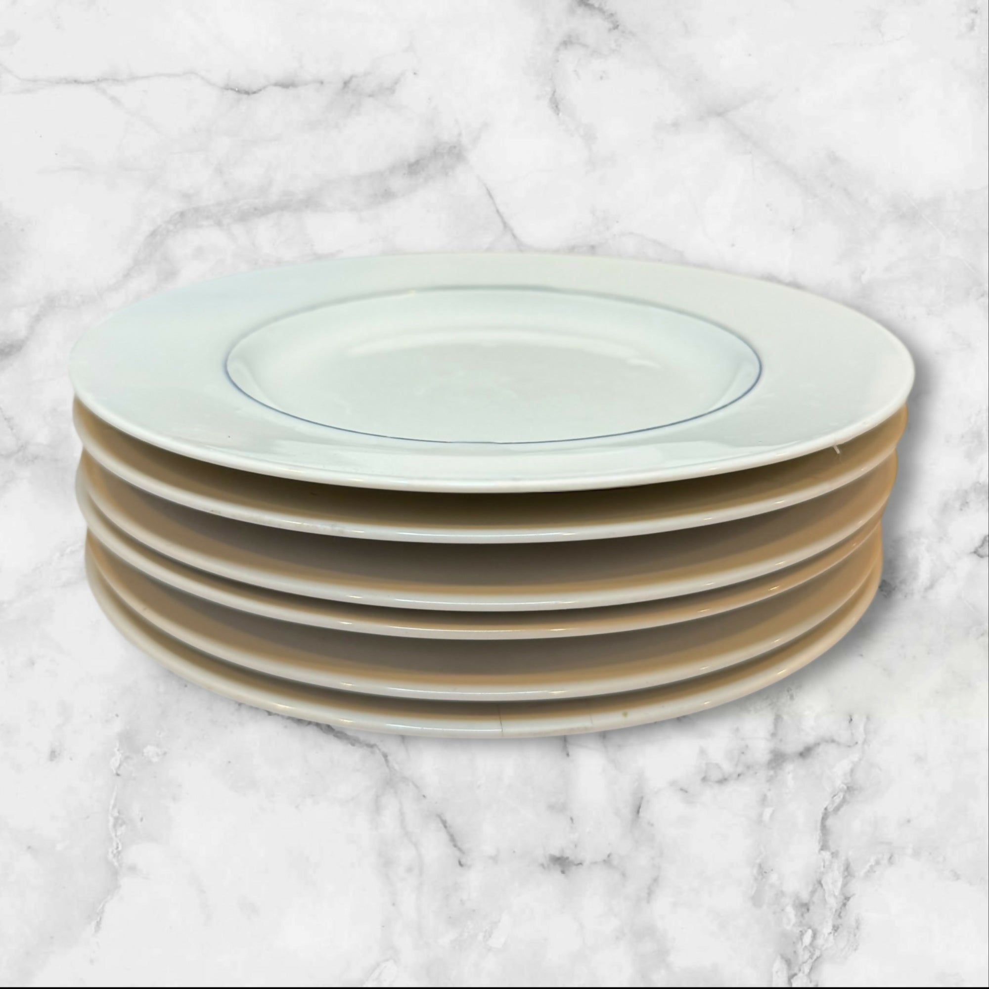 Crate & Barrel Epoch Blueline Plates | Set of 6 by Kathleen Wills Japan | Good Condition