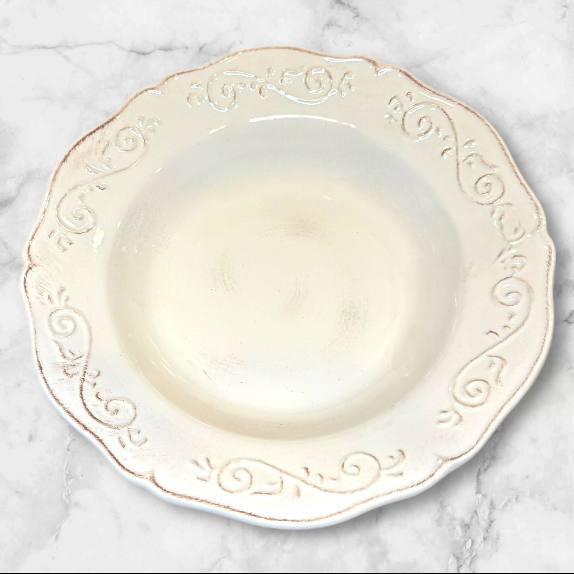 Artimino Baroque Beige Dinner, Salad & Soup Bowls | Set of 12 | Excellent Condition