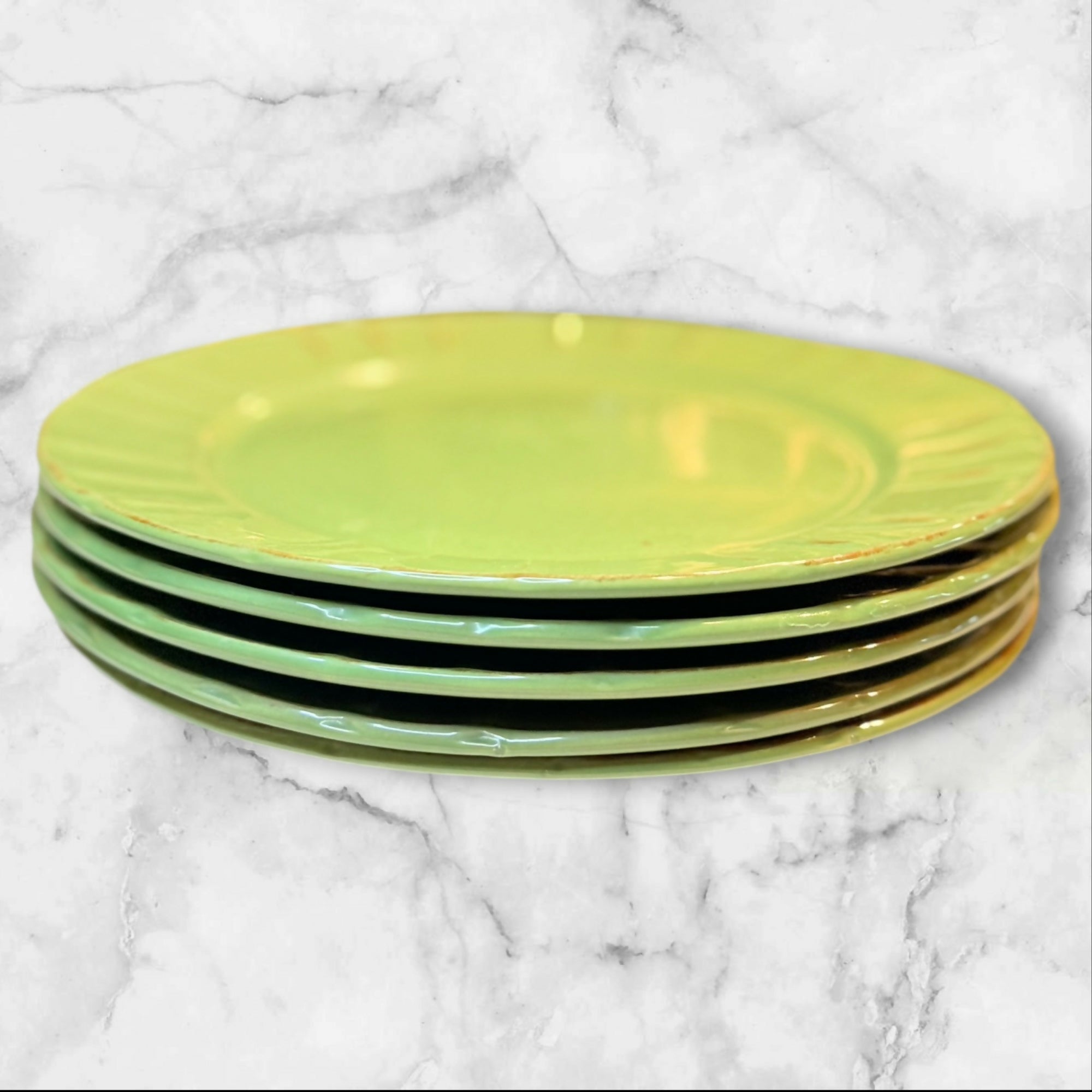 Graydon Hall Green Stoneware Dinner Plates | Set of 5 | Gently Used