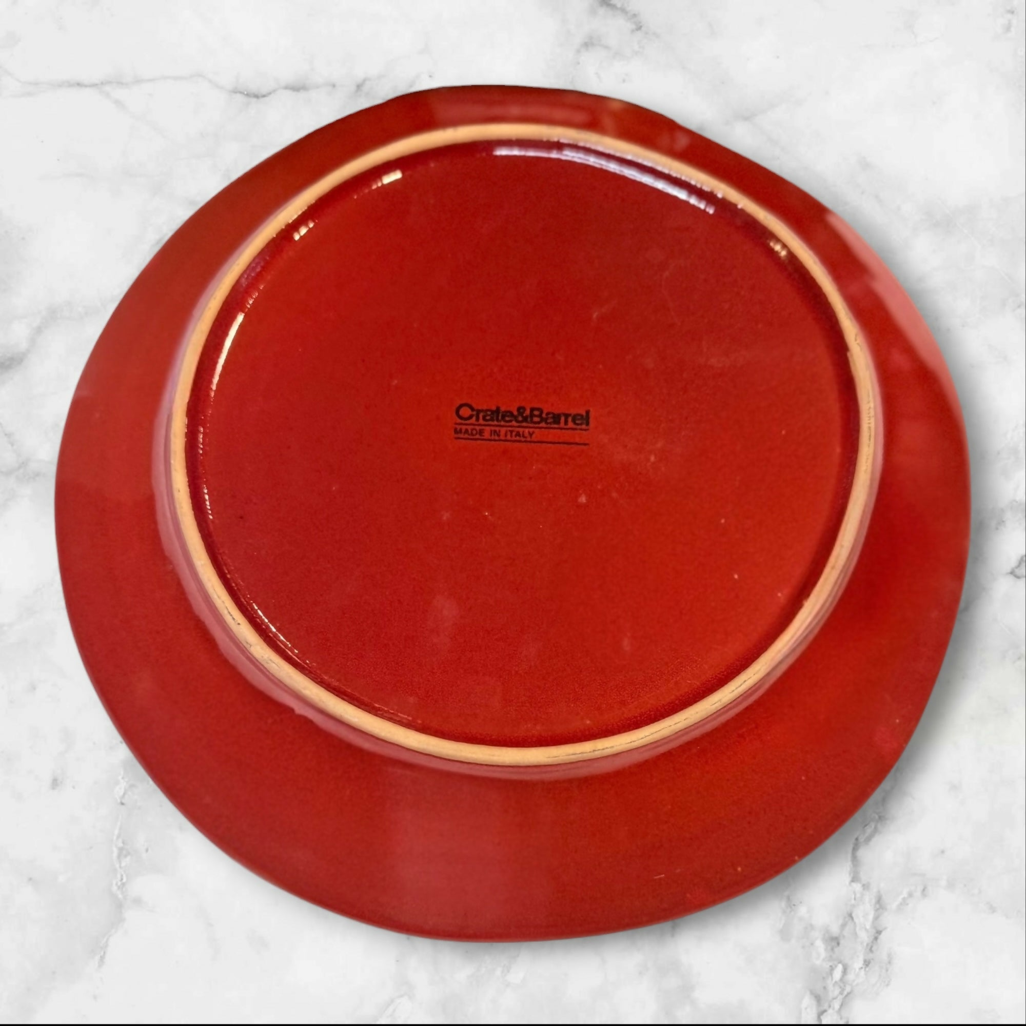 Crate & Barrel Rustic Red Freeform Dinner Plates | Set of 4 | Made in Italy