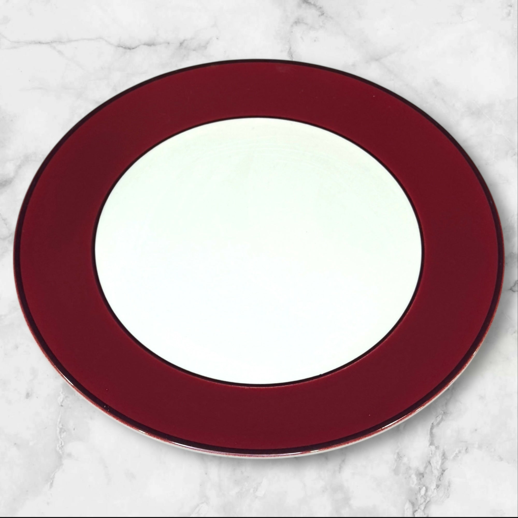 Pagnossin Treviso Maroon Rim Dinner Plates | Set of 4 | Good Condition