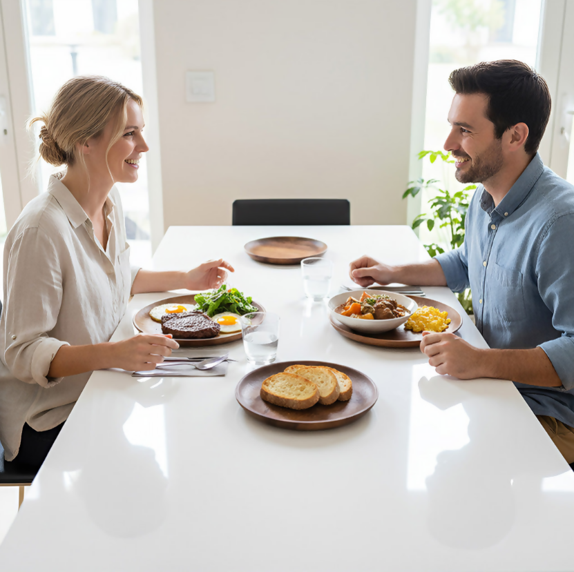 Anygleam Natural Wood 2pcs Round Wooden Plate Food Kitchen Tableware