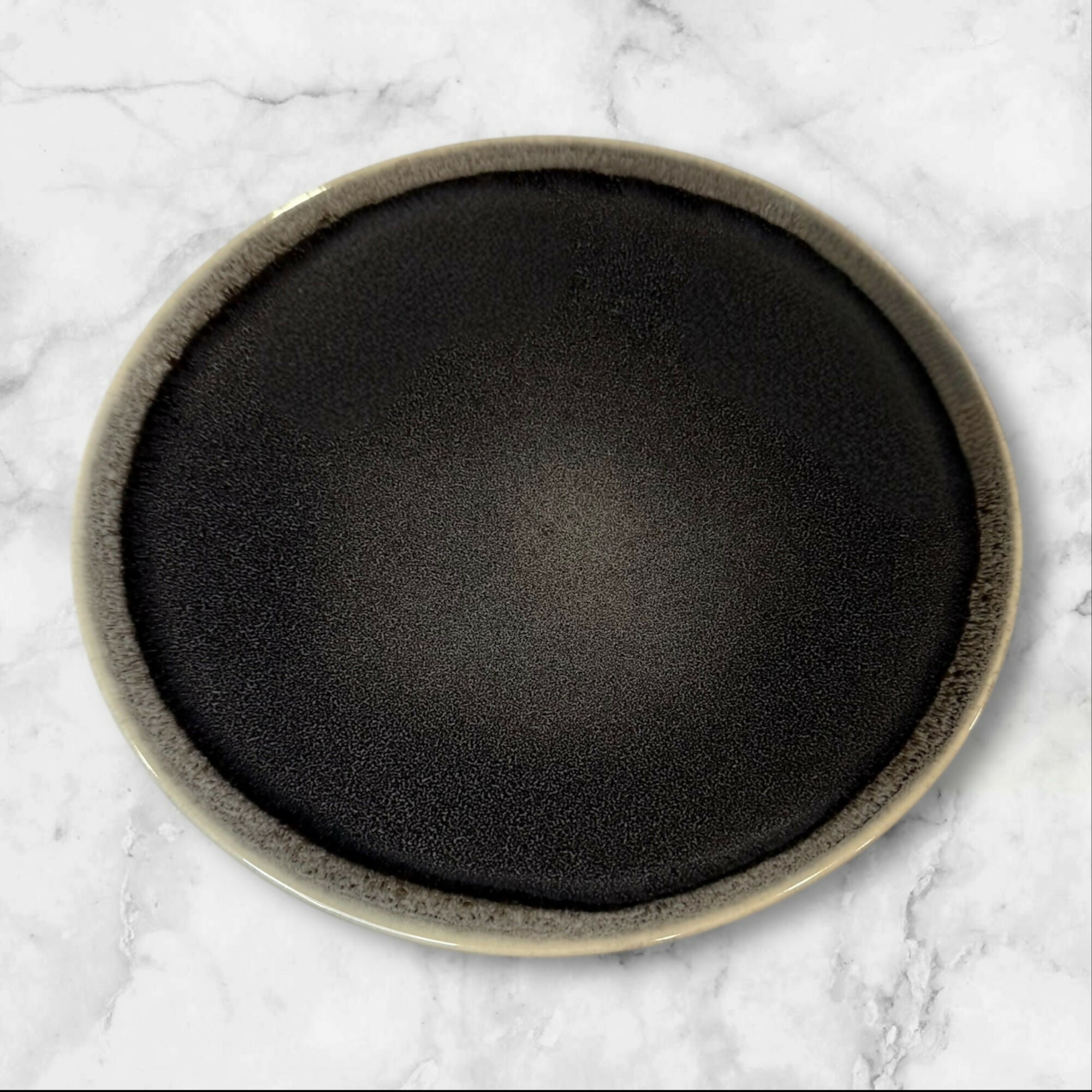 Pier 1 Hand Painted Charcoal Stoneware Dinner Plates | Set of 2 | Excellent Condition