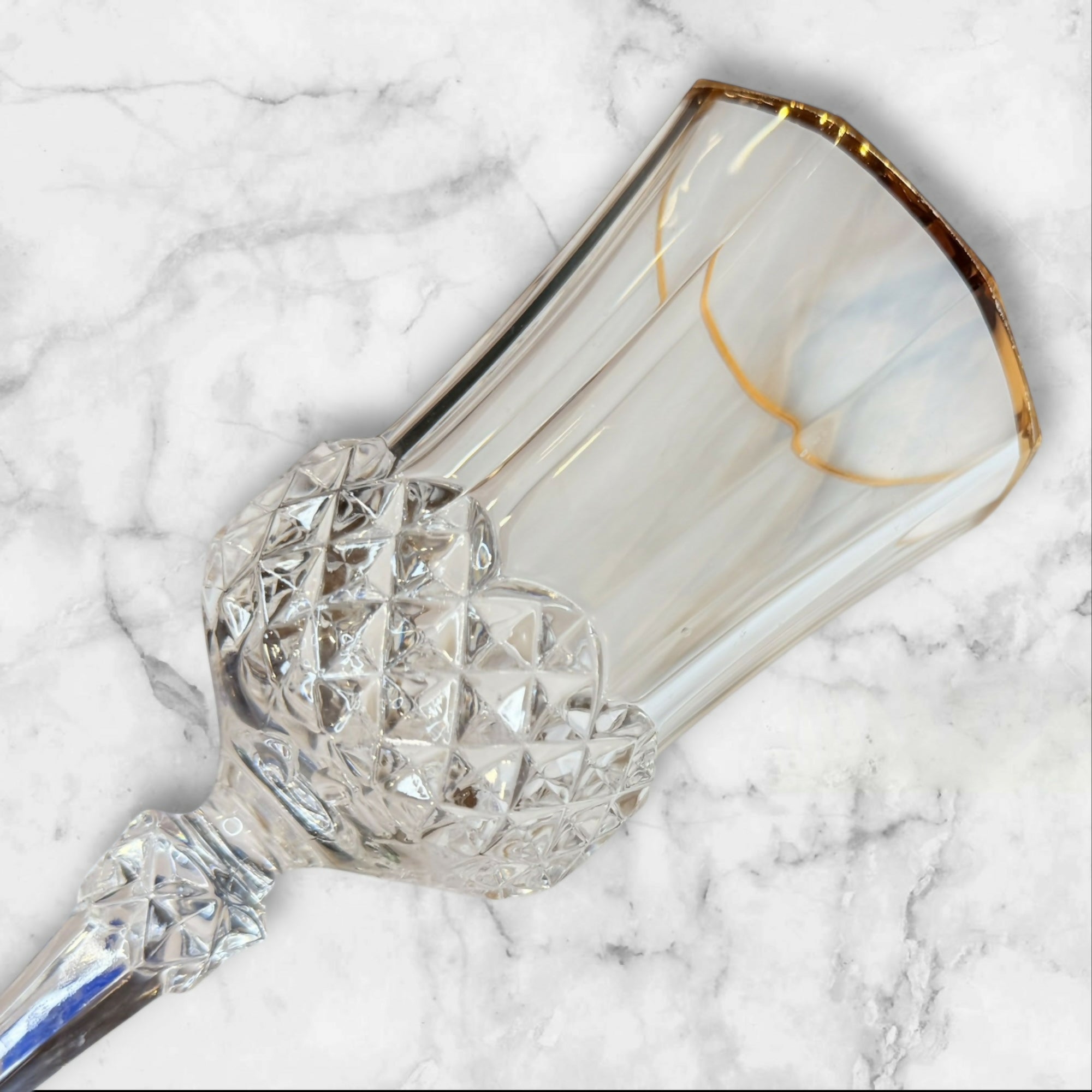 Cristal D’Arques Longchamp Gold Wine Glasses | Set of 5 | Excellent