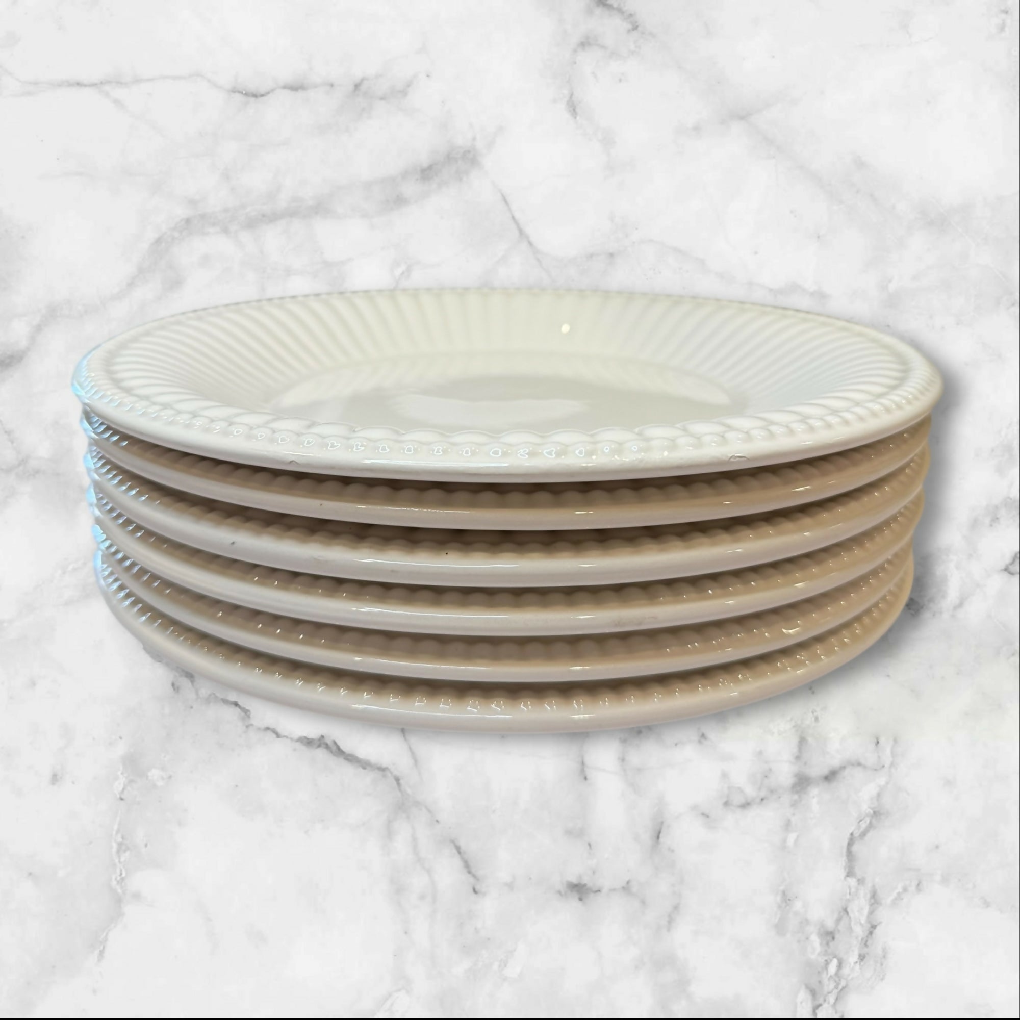 World Market Isabella White Dinner Plates | Set of 6 | Excellent Condition