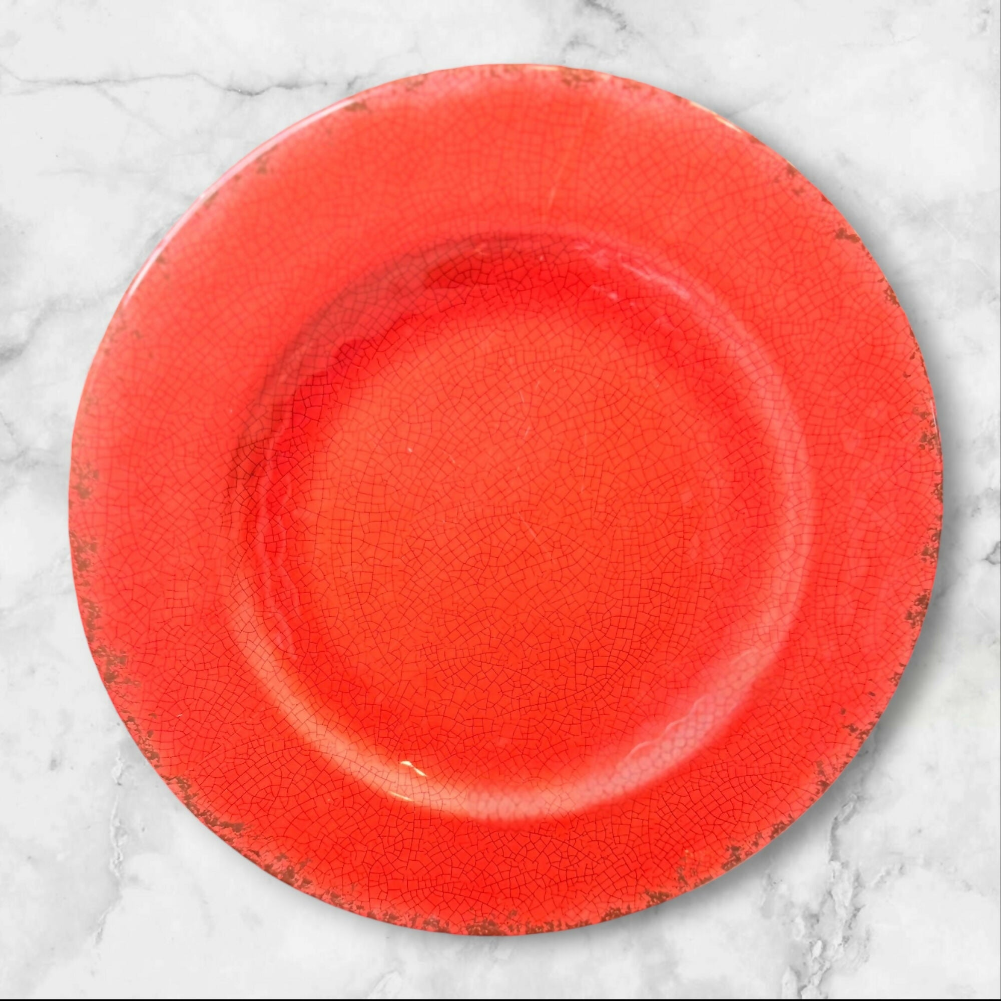 Coral Crackle Melamine Dinnerware Set | 8 Pieces | Decent Condition