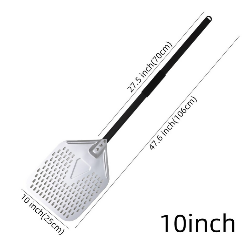 Anygleam Pizza Shovel 25cm X 121cm Silver for Perforated Peel with Metal Handle Oven Turning Baking Accessory