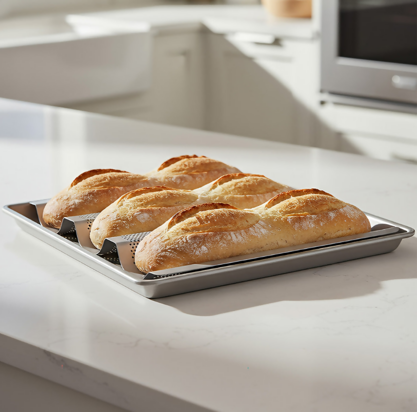 ANYGLEAM Baking Tray 3 Loaf Non Stick Perforated Oven Pastry Pan Molder With Hole