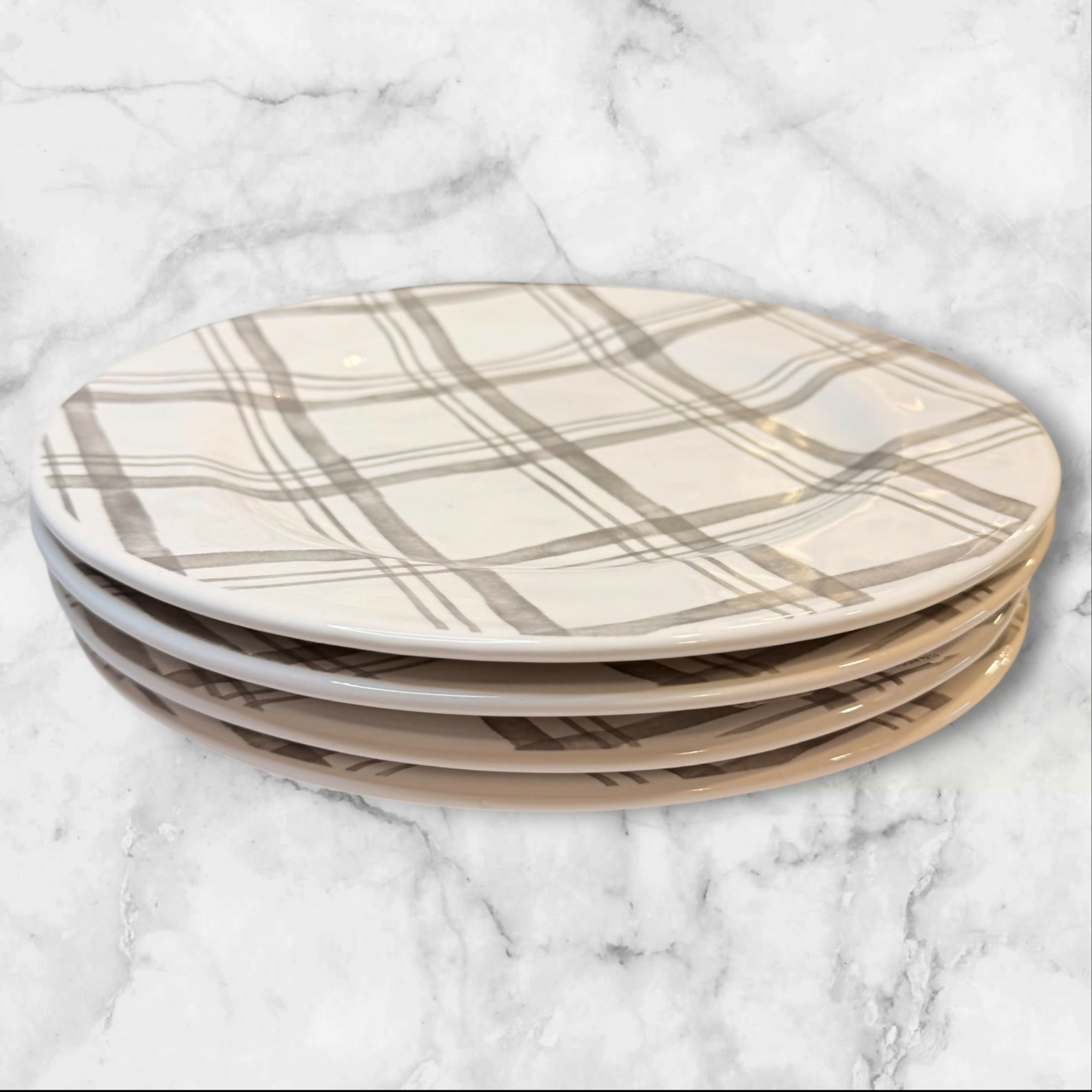 Pier 1 Plaid Dinner Plates | Set of 4 | Excellent Condition