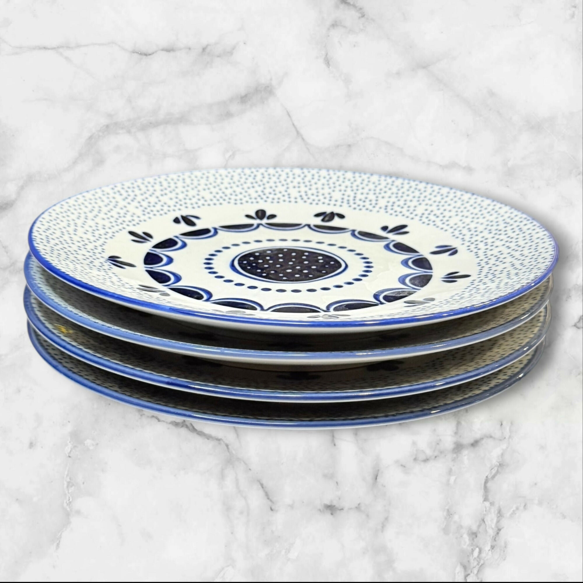 West Elm Collector’s Editions Blue Dot Luncheon Plates Set of 4 | Gently Used