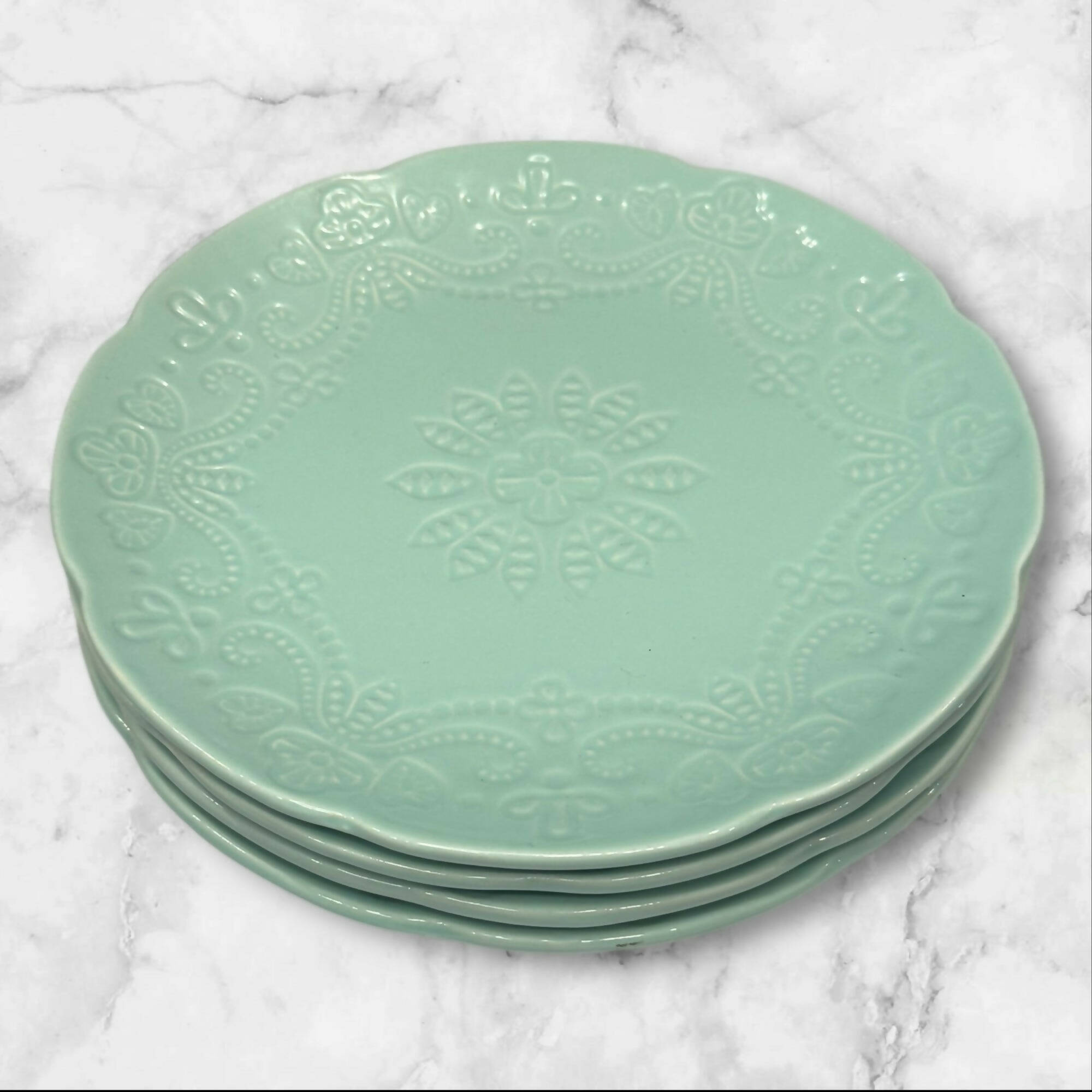 Roscher & Co Bohemia Mint Salad Plates | Set of 4 | Great Condition