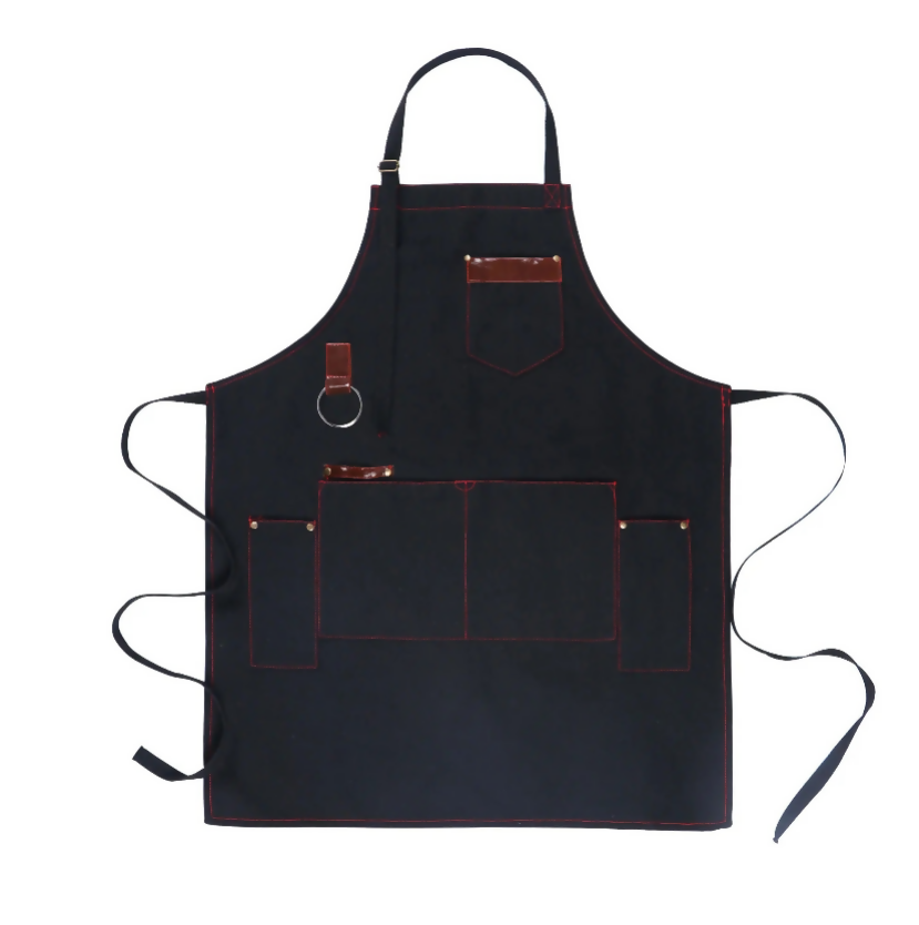 Anypron Black Canvas Apron Waterproof Oilproof Chef Waiter Workwear