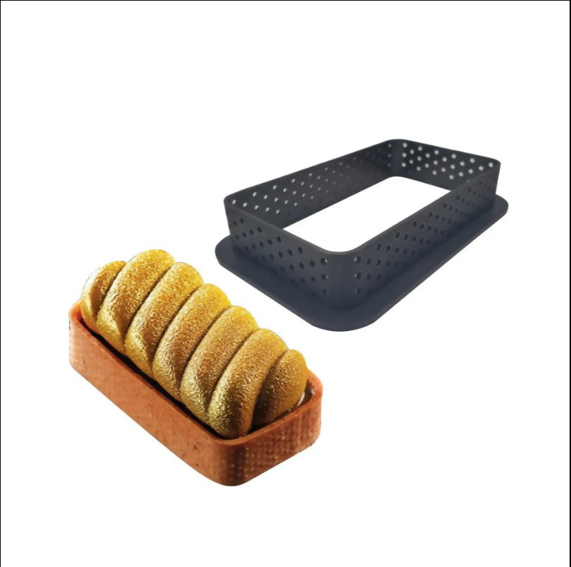 Anygleam Mousse Molder Set Black Rectangle Shape Cutter Perforated Ring Cake Baking Non Stick Equipment