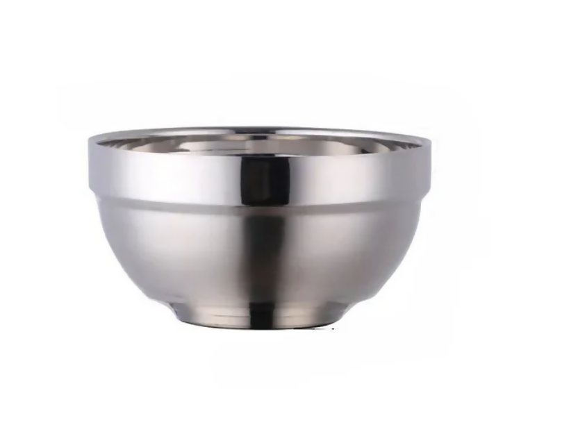 Anygleam Silver Rice Bowls – 5Pcs Small Stainless Steel, Single-Layer Anti-Scalding Cooking Utensils