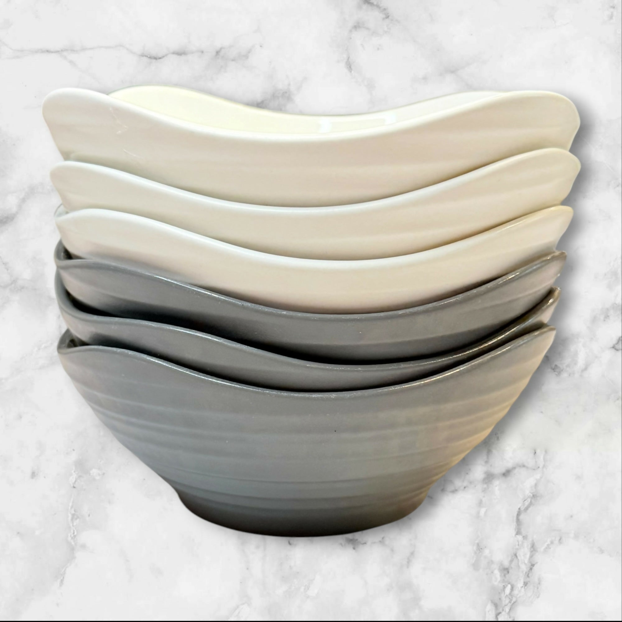 Mikasa Swirl Square Graphite & White Bowls | Set of 6 | Great Condition