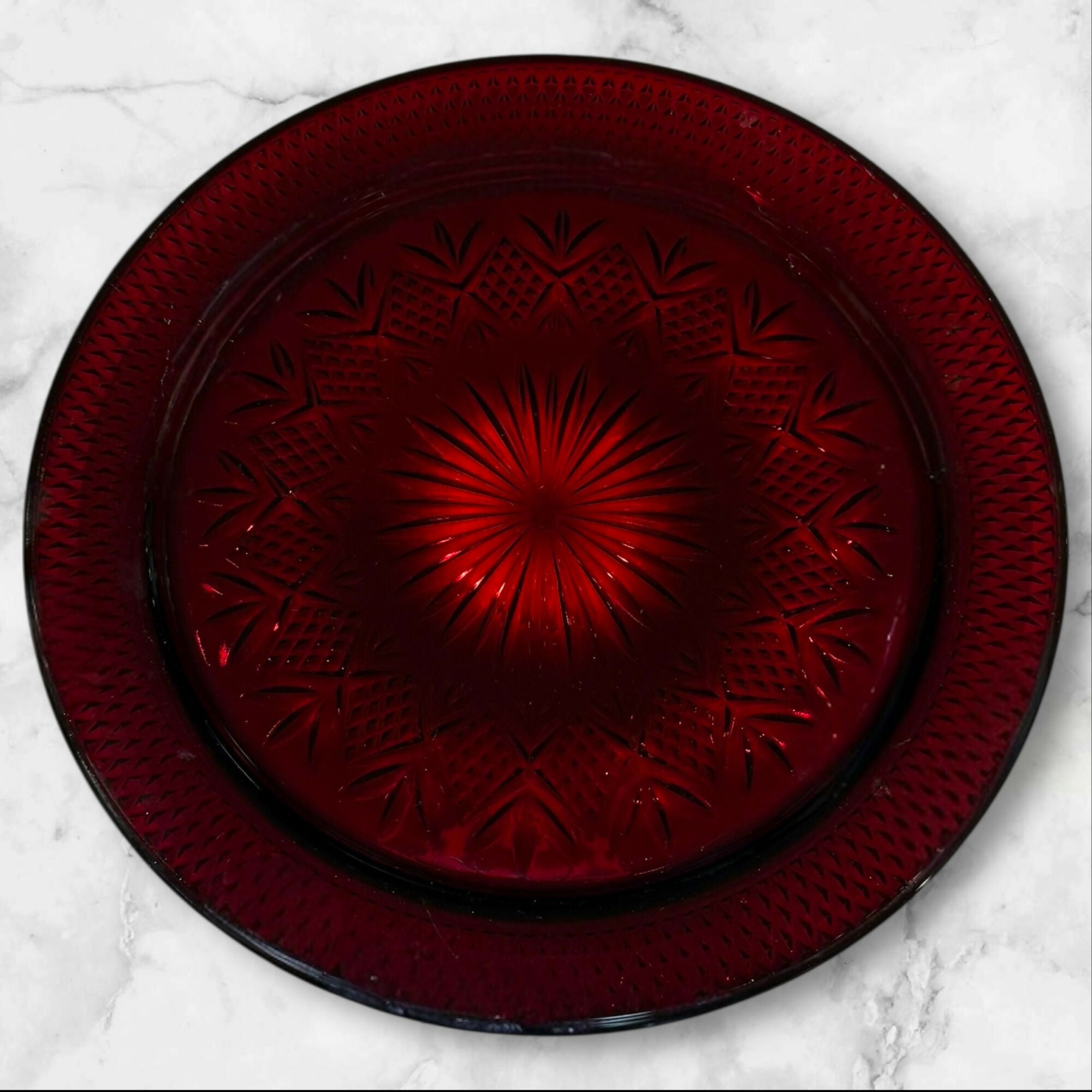 Cristal de Flandre Salzburg Ruby Glass Charger Plates | Set of 4 | Great Condition