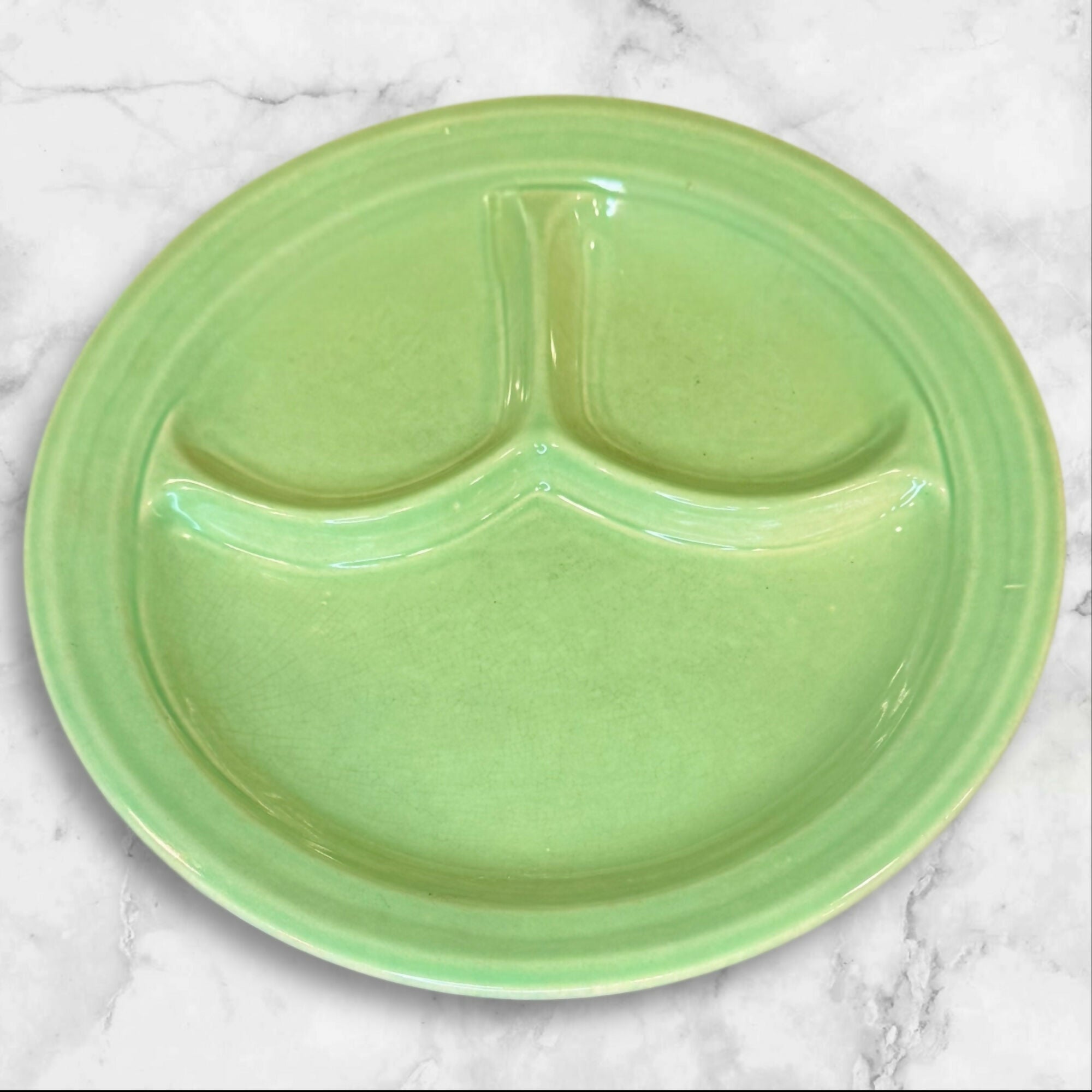 Bauer Plainware Turquoise Divided Grill Plates | Set of 4 | Vintage Good Condition