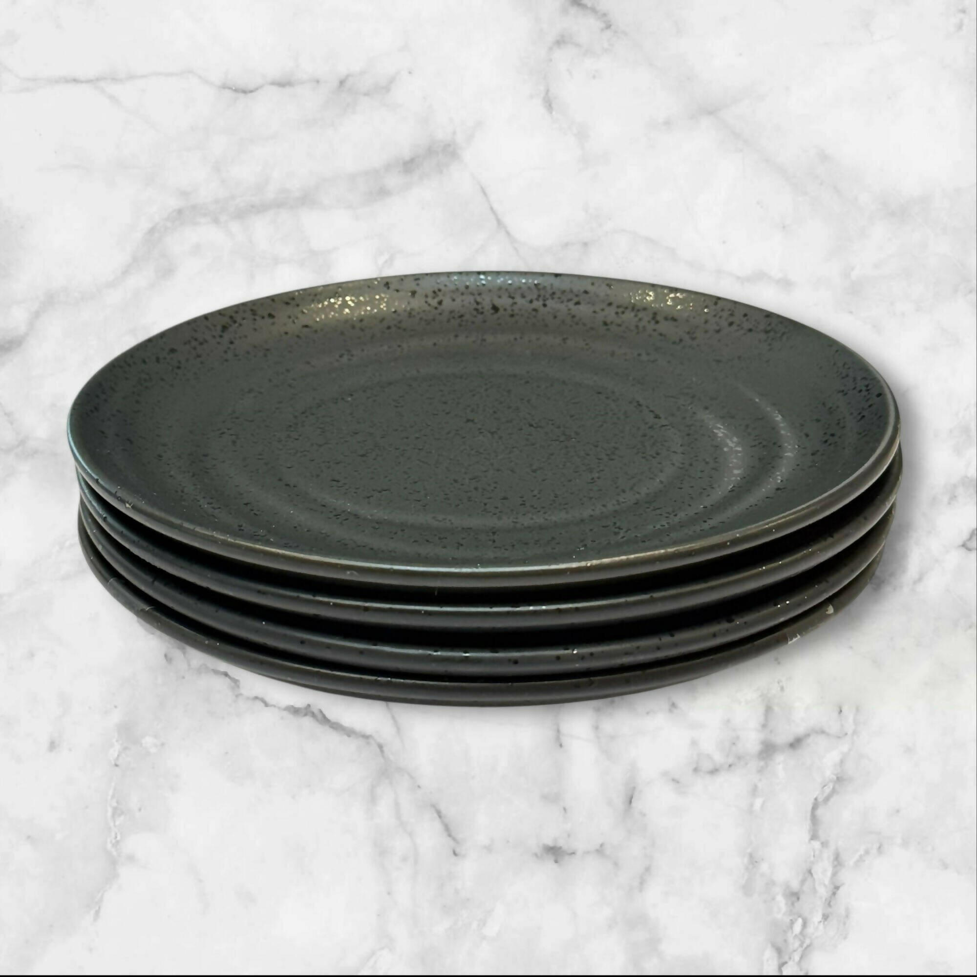 Oake Black Speckled Stoneware Salad Plates | Set of 4 | Great Condition