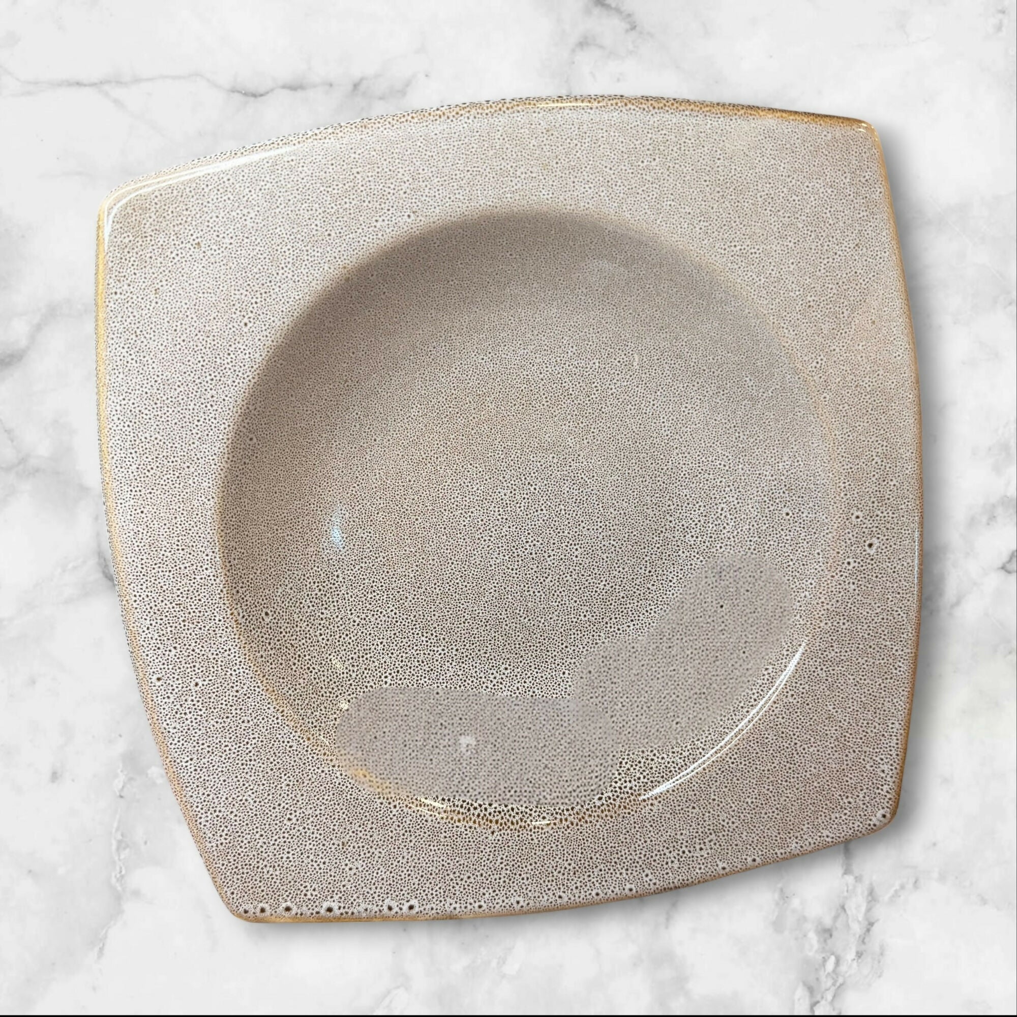 Speckled Stoneware Square Pasta Bowls | Set of 4 | Excellent Condition