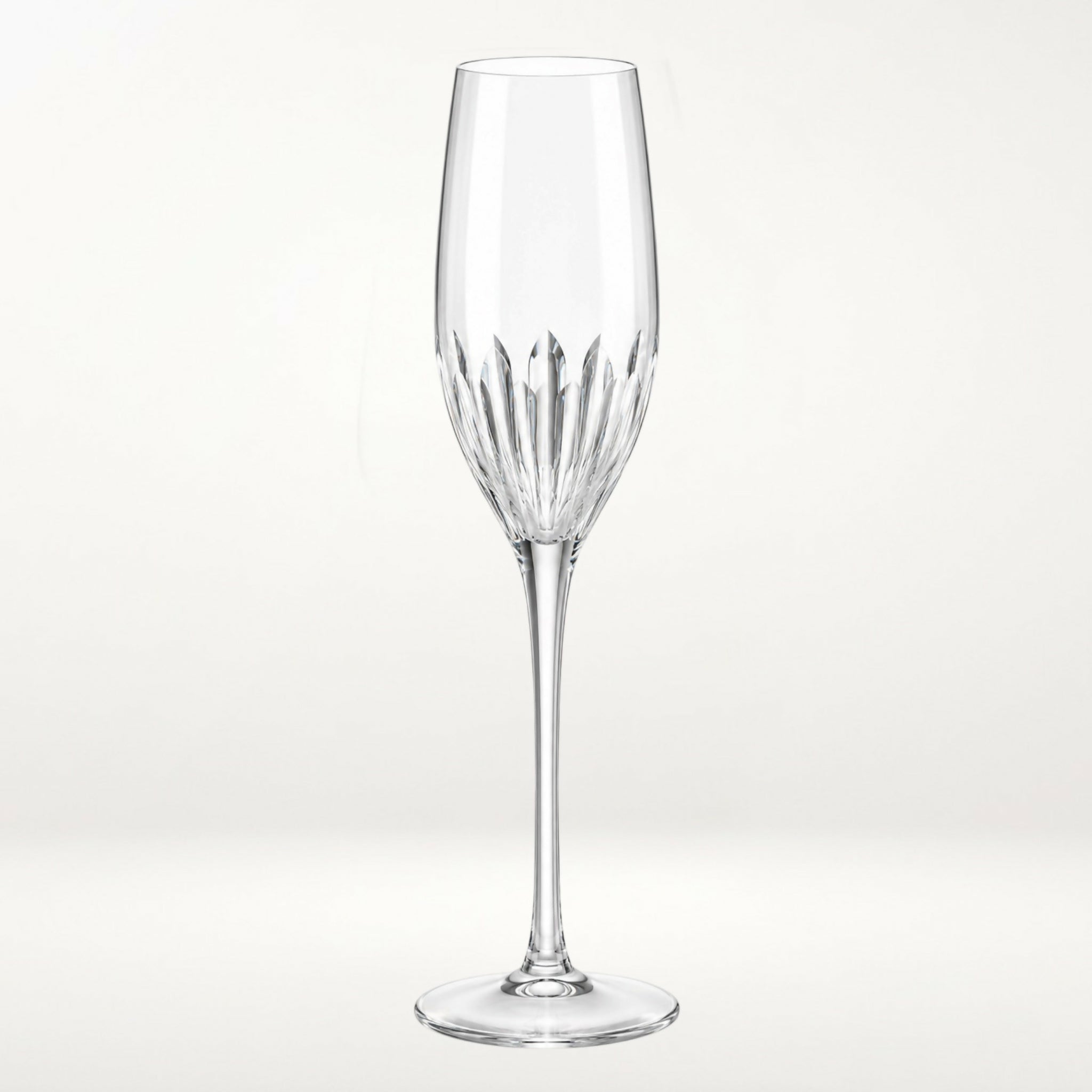 Fan Cut Blown Glass Champagne Flutes | Set of 2 | Excellent Condition