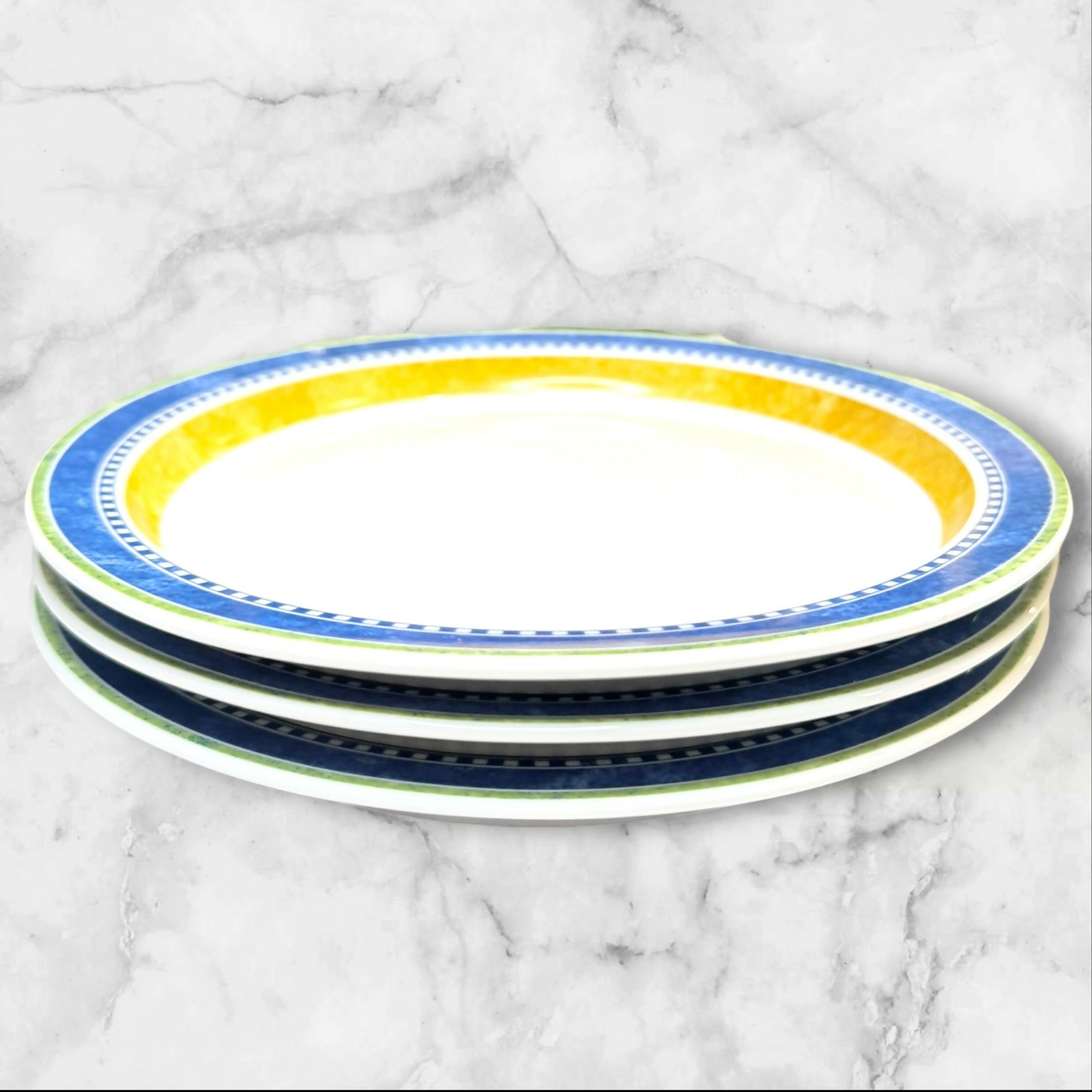 Dansk Kobenhavn Salad Plates Set of 3 Blue Yellow | Excellent Condition