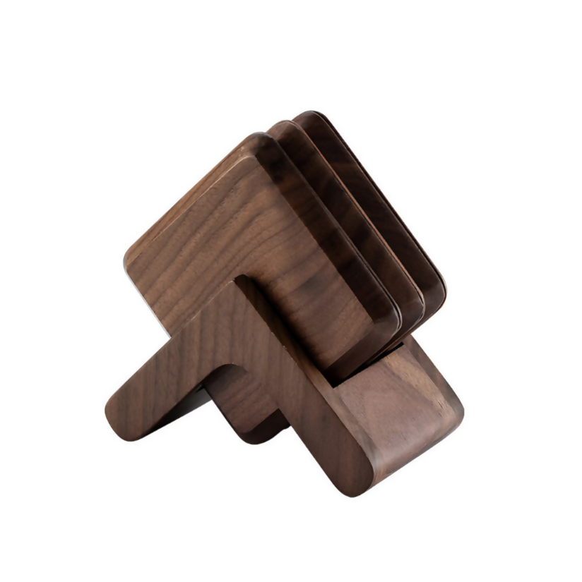 Anygleam Black Walnut 6pcs Wooden Coasters Cup Kitchen Tools Accessories