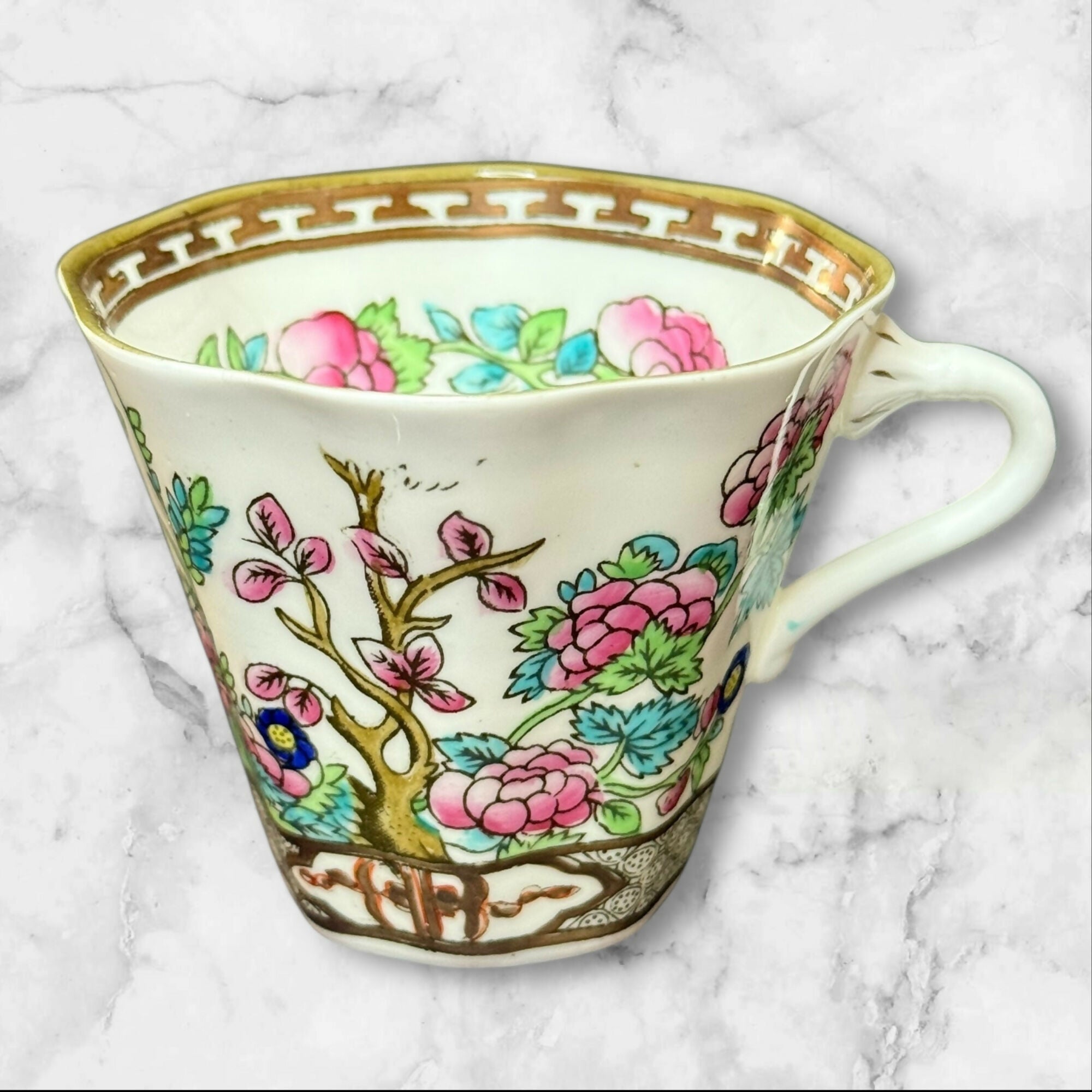 Coalport Indian Tree Teacup & Saucer | Original Engraving 1801 | England