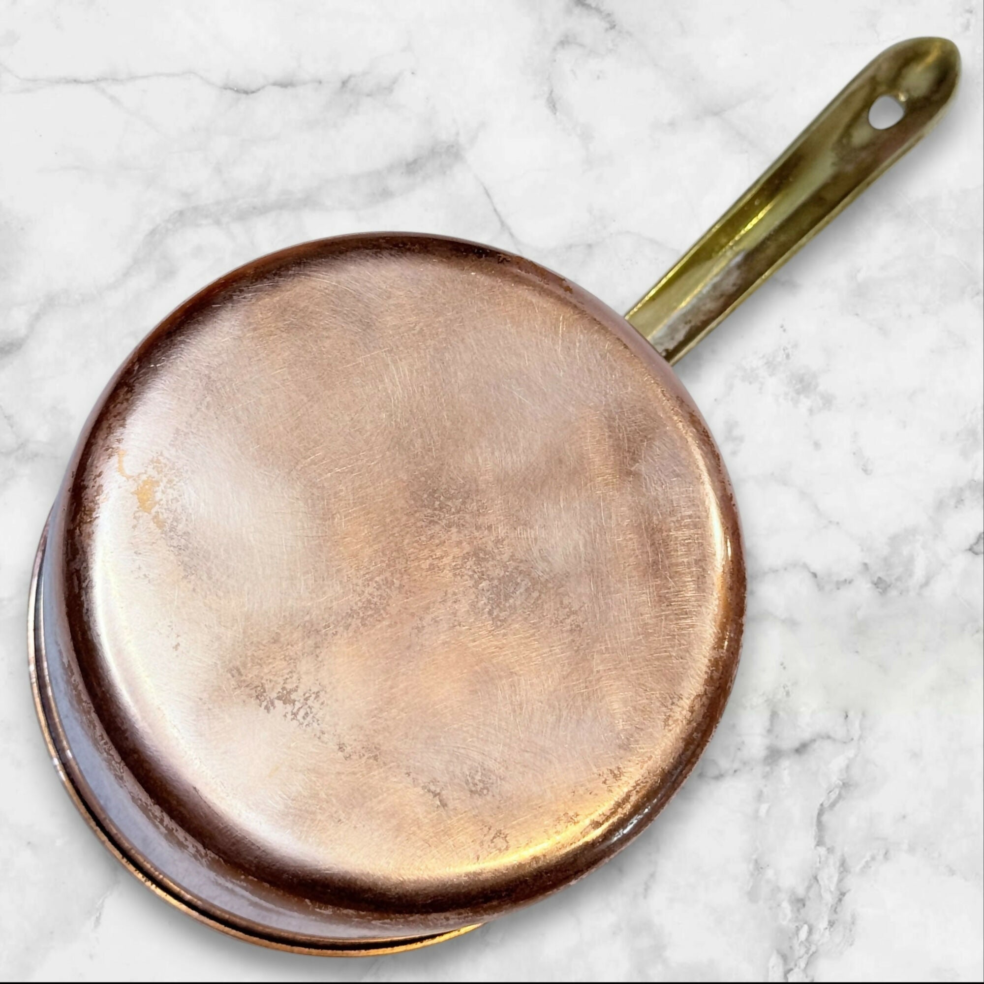 Made in Portugal Copper Saucepans | Set of 2 | Brass Handles | Good Condition