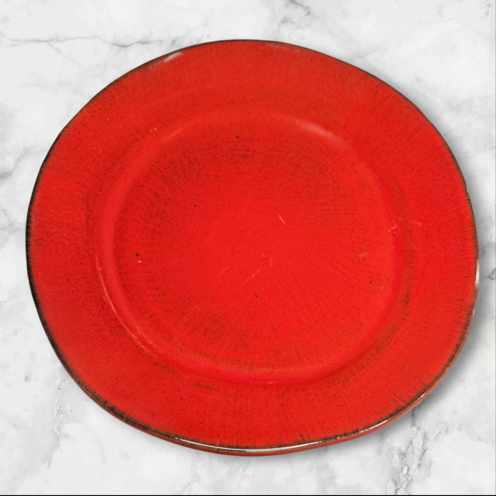 Crate & Barrel Rustic Red Freeform Dinner Plates | Set of 4 | Made in Italy