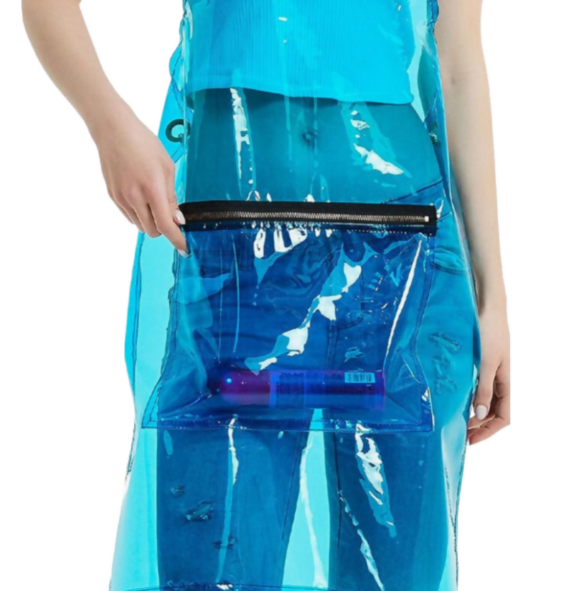 Anypron Barber Apron Blue Waterproof Cross-Back 3 Pockets for Stylists
