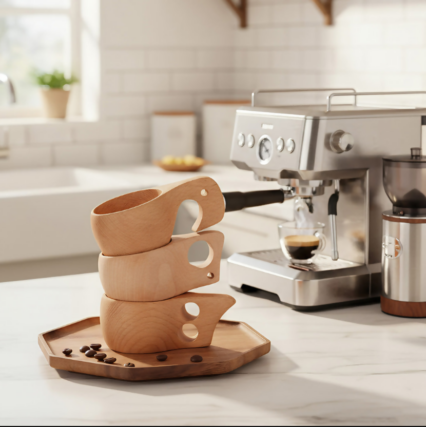 Anygleam Brown Style 1 Wooden Cup Coffee Mug Kitchen Tools Accessories