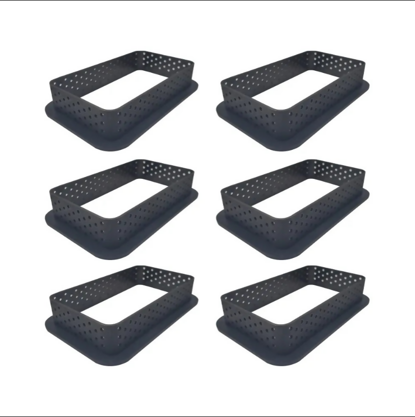 Anygleam Mousse Molder Set Black Rectangle Shape Cutter Perforated Ring Cake Baking Non Stick Equipment