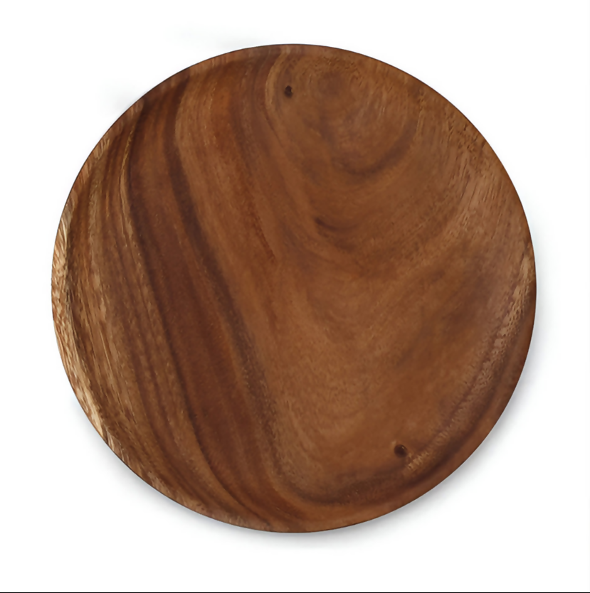 Anygleam Dark Brown 4pcs Wooden Plate Serving Tray Food Kitchen Tableware