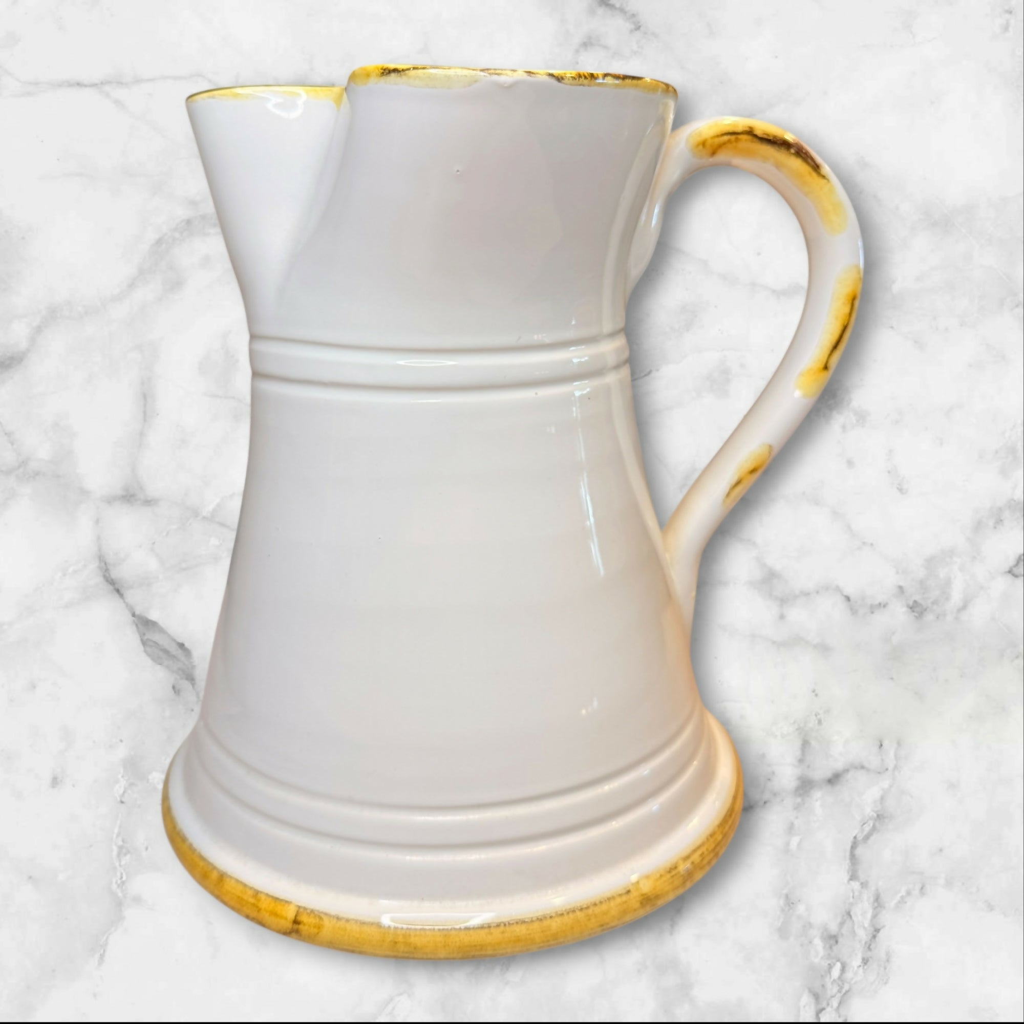 Sur La Table Rustic White Stoneware Pitcher Vase | Excellent Condition | Italy