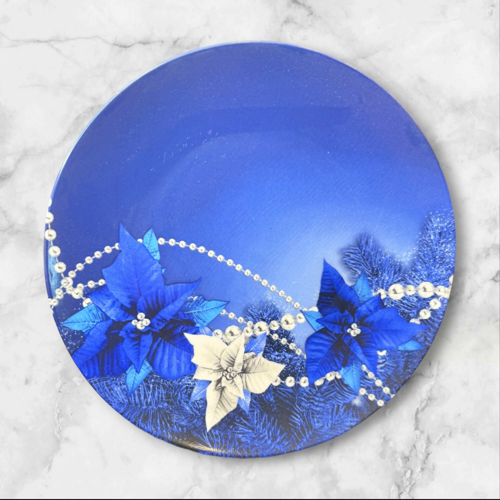 Blue Poinsettia Dinner Plates | Set of 4 | Great Condition