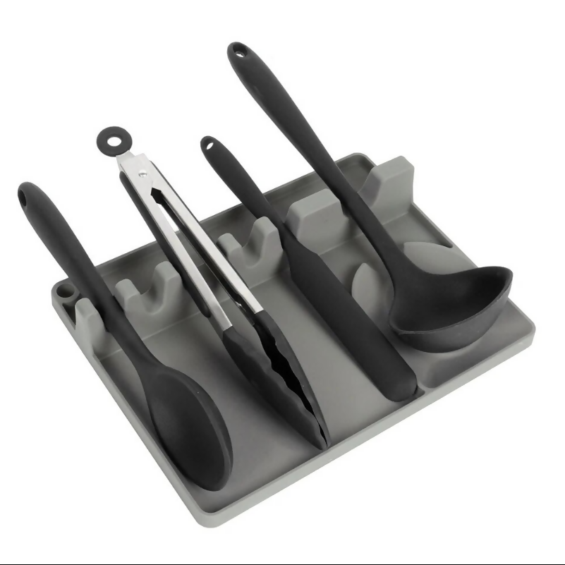 Anygleam Spoon Rest Grey Medium Kitchen Pan Pot Cover Lid Rack Stand Organizer Fork Spatula Rack Holder Stand Tableware Storage Rack Holder