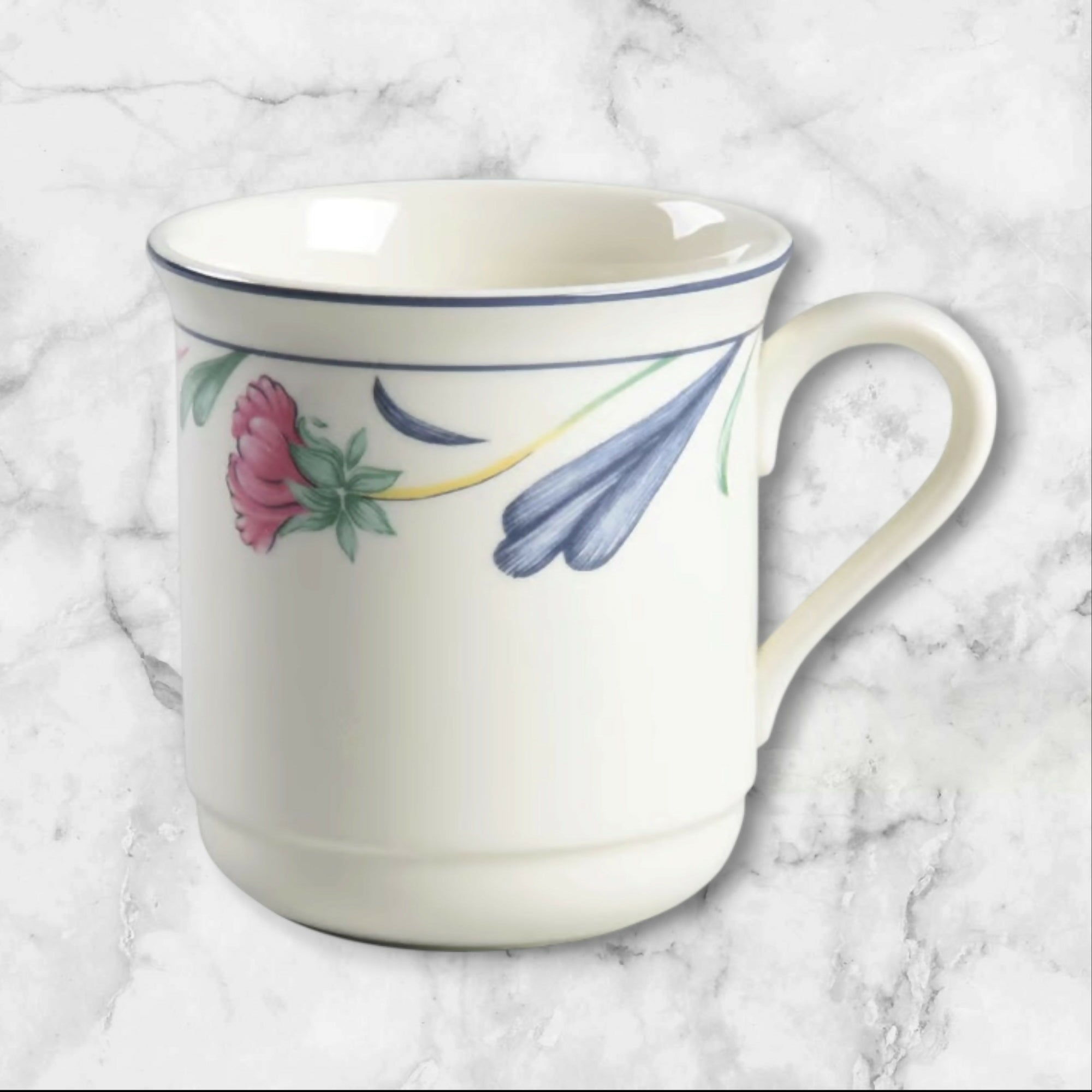 Lenox Poppies On Blue Ceramic Mugs | Set of 4 | Excellent Condition