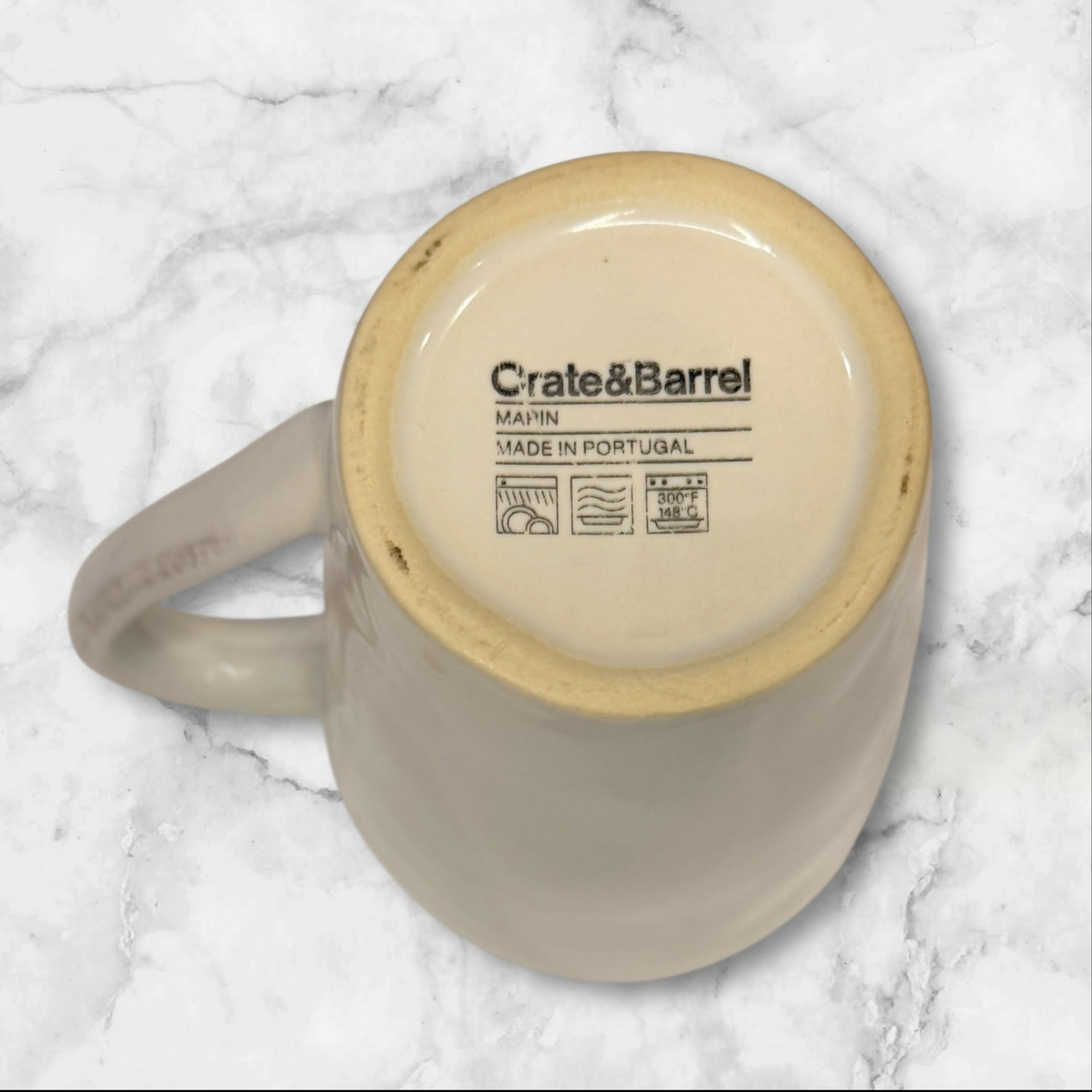 Crate & Barrel Marin White Stoneware Mugs | Set of 4 | Excellent