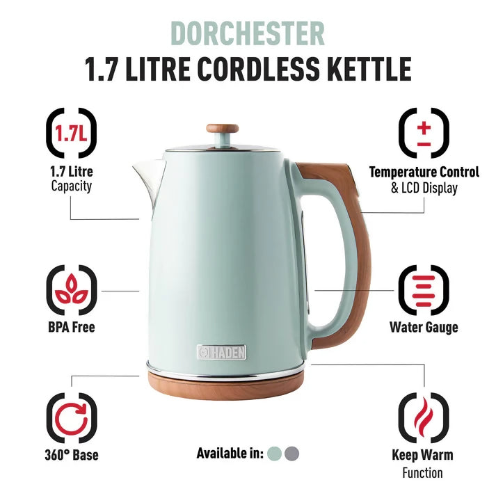 HADEN Dorchester Silt Green Variable Temperature Programmable Electric Tea Kettle