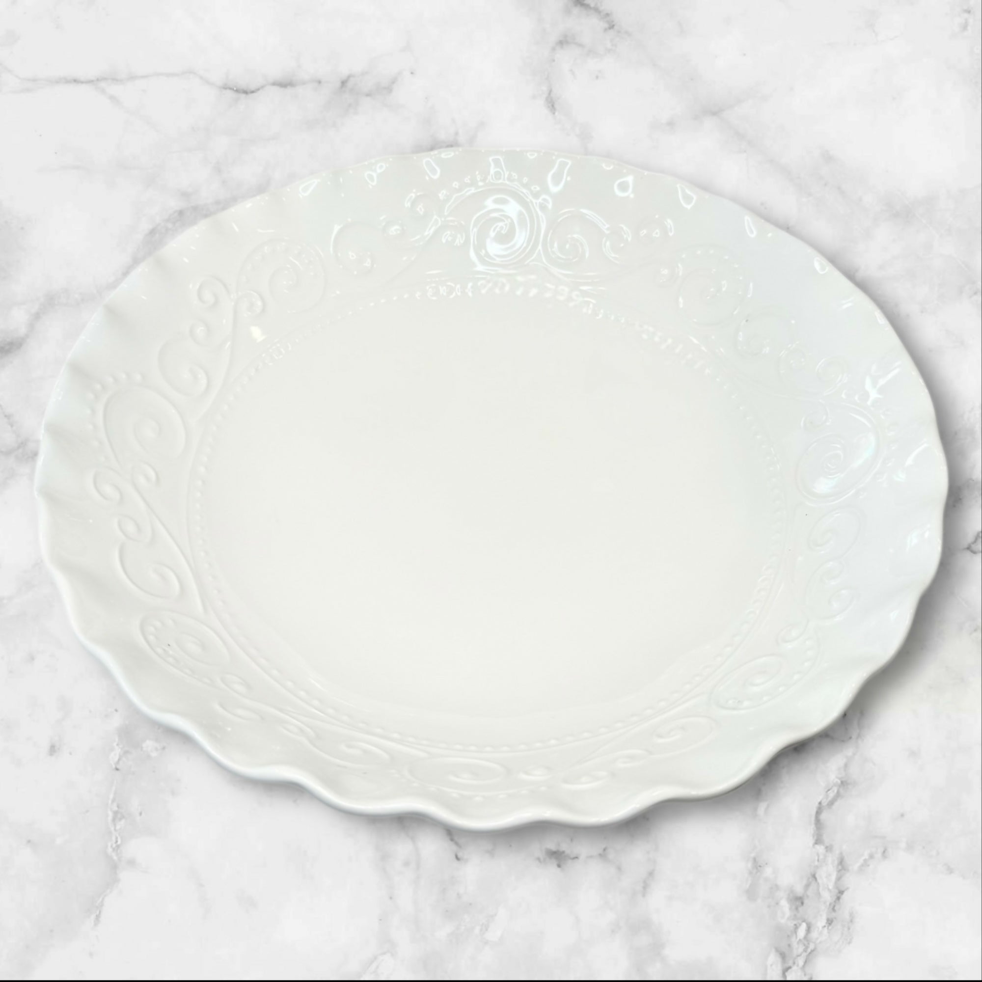 Maioliche Jessica MLJ23 White Serving Bowl Italy | 12 Inch | Discontinued